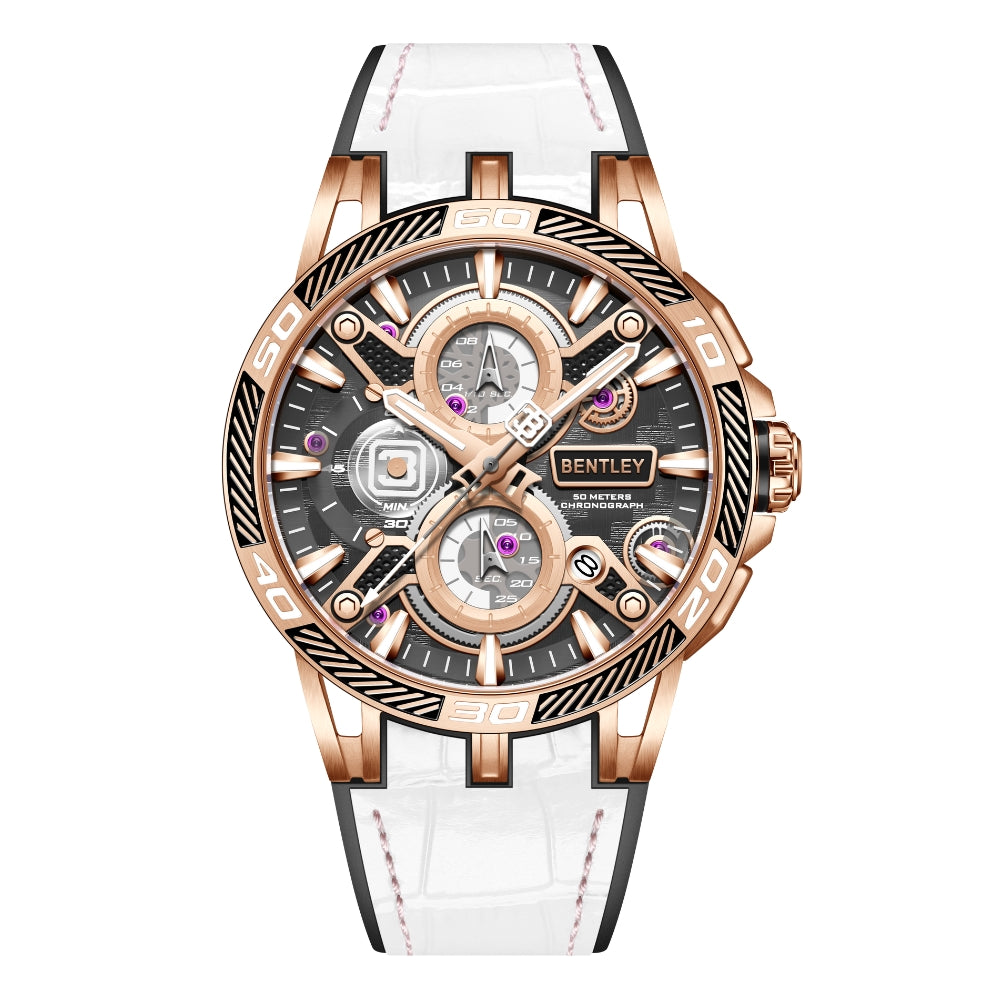 Bentley The Ouroboros Collection White Watch BL 40 42 - Luxury Men's Chronograph Timepiece for Business & Formal Occasions