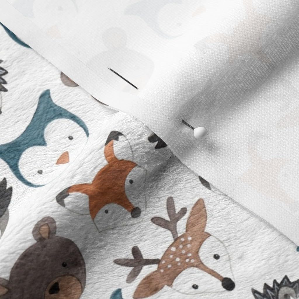 Woodland Creatures Printed Minky Fabric Fat Quarter - Soft Plush Fabric for Sewing Baby Blankets, Quilt Backing & DIY Projects - Perfect for Nursery Decor, Baby Gifts & Cozy Home Crafts