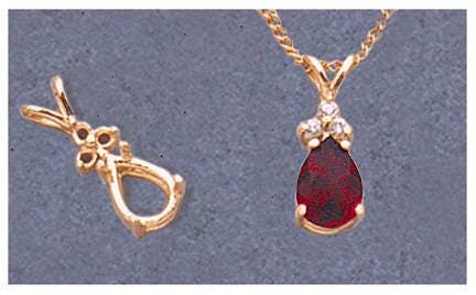 Solid Sterling Silver or 14kt Gold 7x5mm Pear Cut Pendant Necklace with 3 Stone Accent Setting - Handcrafted in USA | Perfect for Anniversary Gifts, Valentine's Day & Special Occasions
