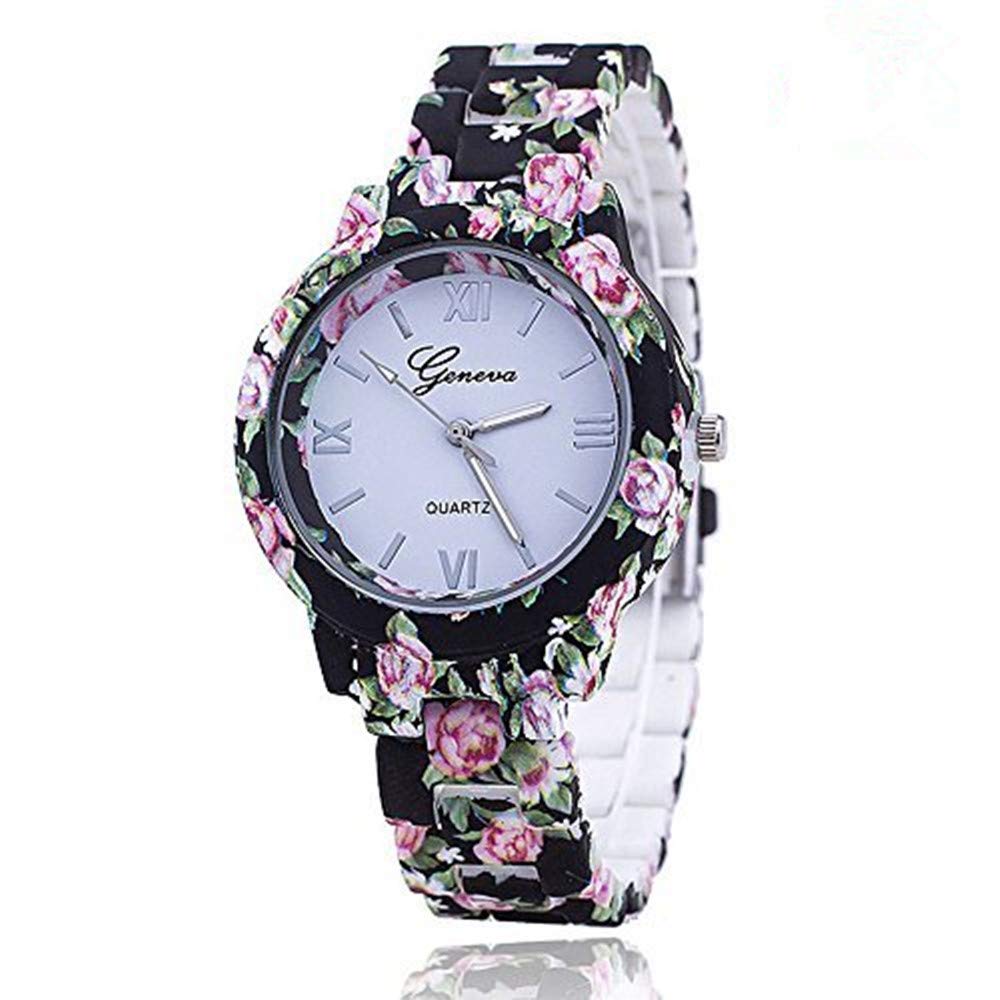 Floral Geneva Watch for Women - Elegant Flower Bracelet Quartz Wristwatch, Perfect for Dresses, Office & Special Occasions