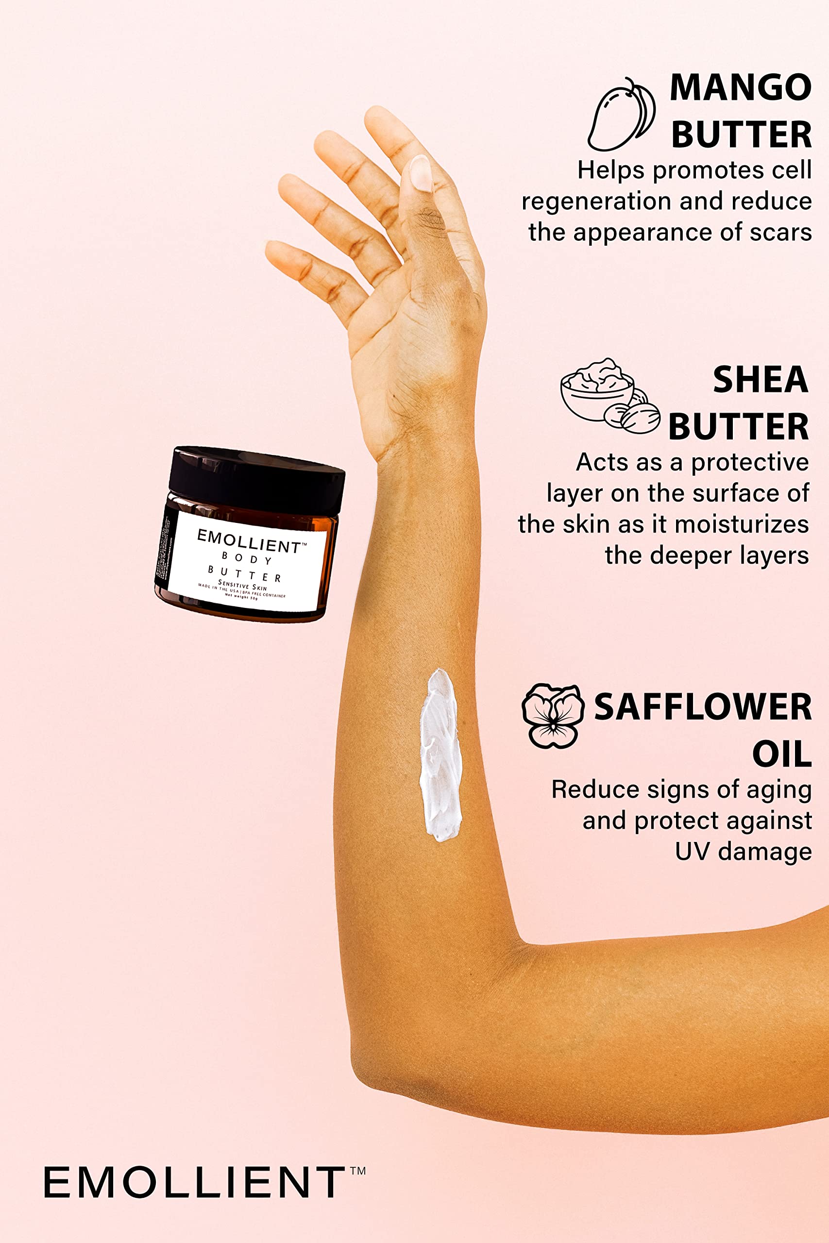 Organic Handmade Moisturizing Butter for Dry Skin & Eczema Relief - Almond Vanilla Scented with Essential Oils, Vitamin Enriched, Antioxidant-Rich (50g) - Perfect for Night Care, Baby Massage & Cracked Heel Treatment