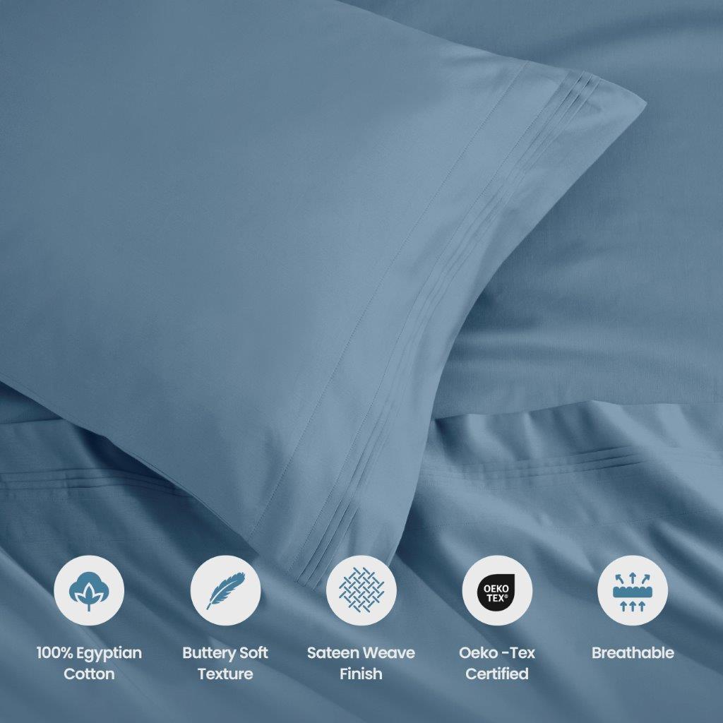 Luxury 1500 Thread Count Egyptian Cotton Pillowcase Set - 2 Piece, Ultra Soft & Breathable for Better Sleep - Perfect for Bedroom, Hotel, or Gift