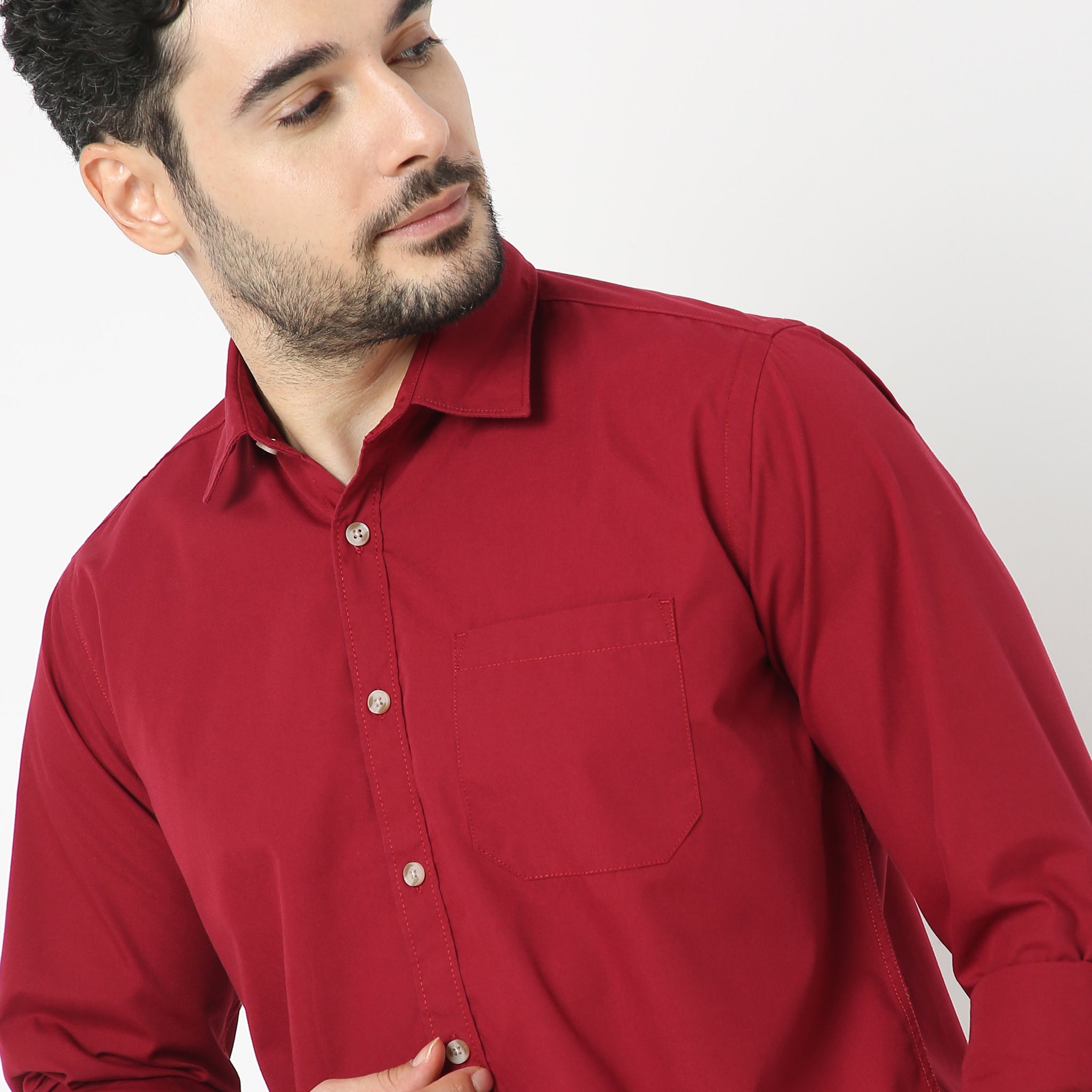 Elemental™ Easy Care Smart Solid Casual Shirt - Full Sleeves Regular Fit Men's Button Down Shirt for Office, Business & Everyday Wear