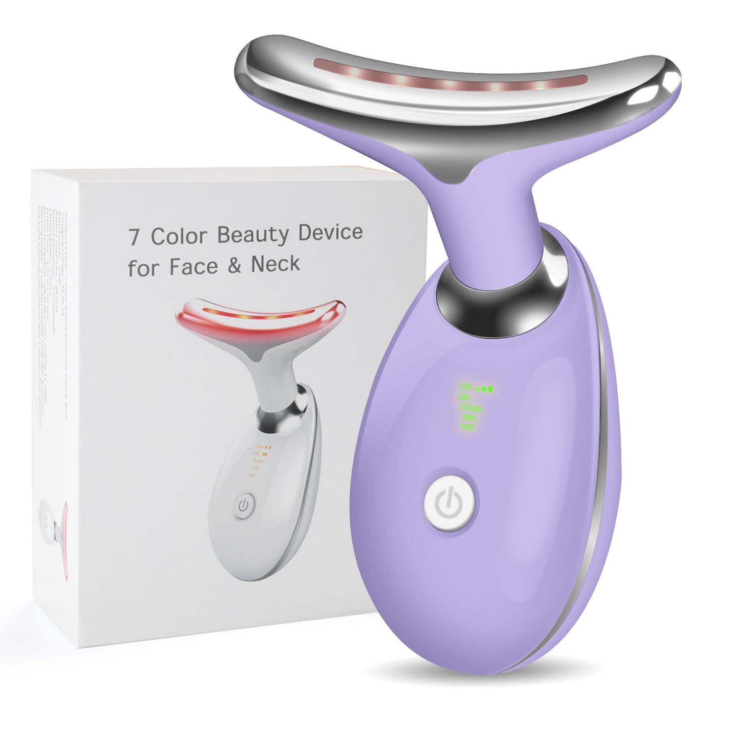 7-in-1 Red Light Therapy Facial Massager for Wrinkle Removal & Skin Rejuvenation - Micro-Glow Neck and Face Massage Device for Anti-Aging Skin Care (Beige) | Perfect for Home Spa & Daily Skincare Routine