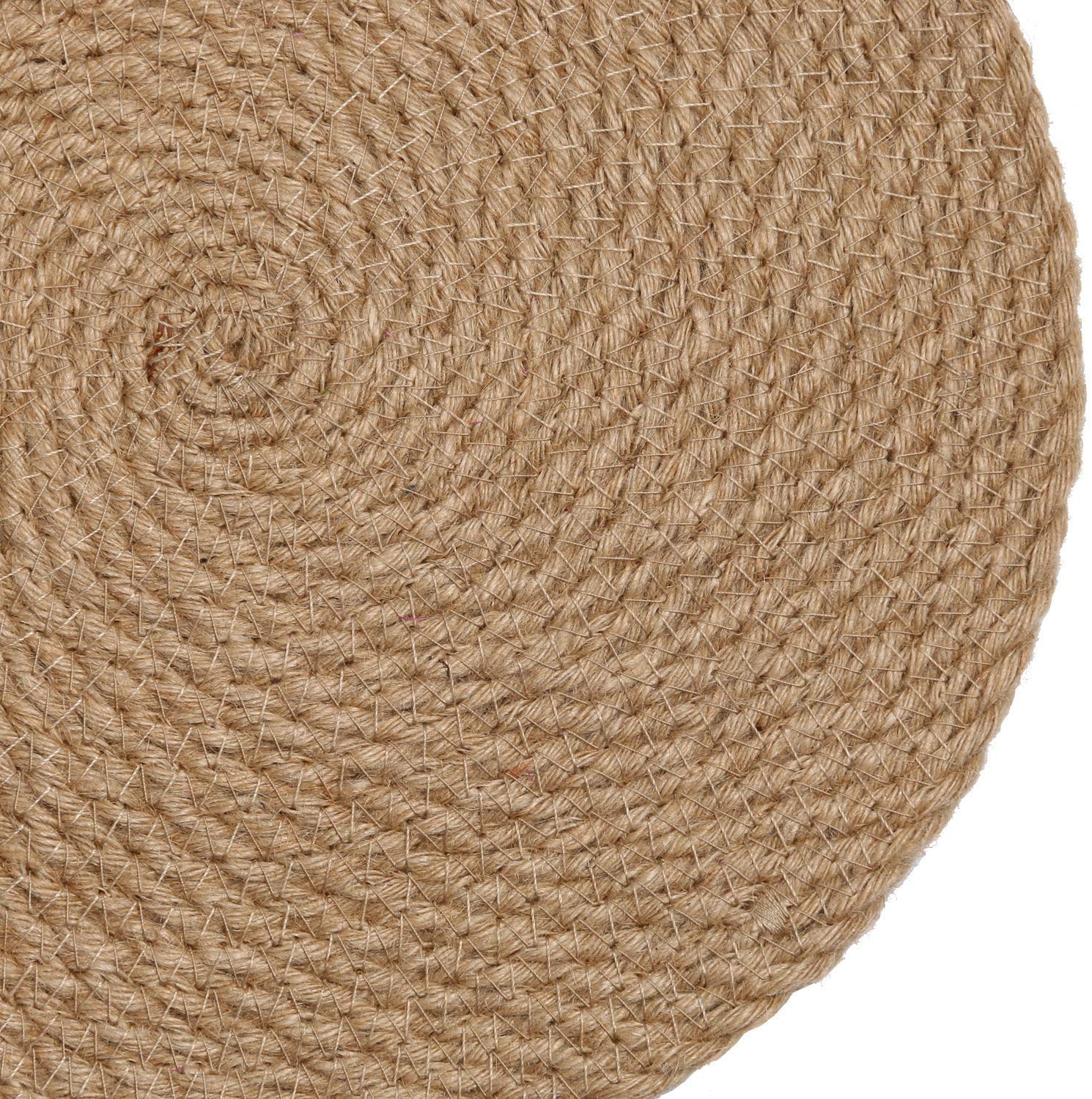 SHACOS 12 Inch Round Natural Jute Placemats - Set of 4 Heat Resistant Woven Table Mats for Farmhouse Kitchen Decor - Eco-Friendly Braided Placemats for Dining Table, Coffee Table, and Home Decor (Brown)