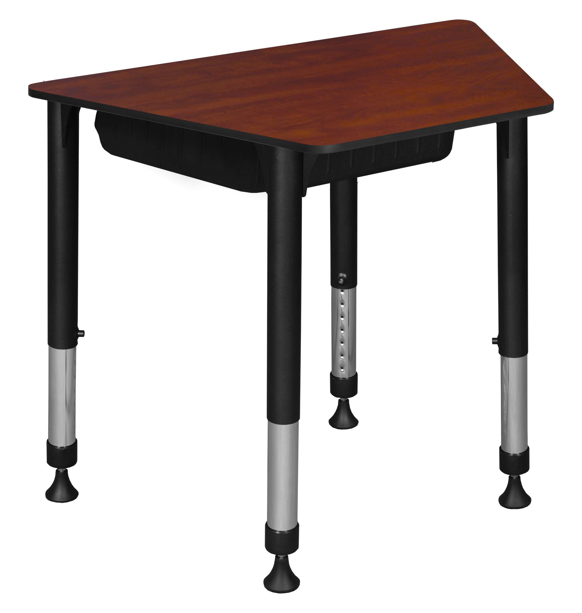Regency Height Adjustable Trapezoid School Desk with Storage - 36x23 Inches, Cherry Finish - Perfect for Students, Homeschooling & Small Spaces