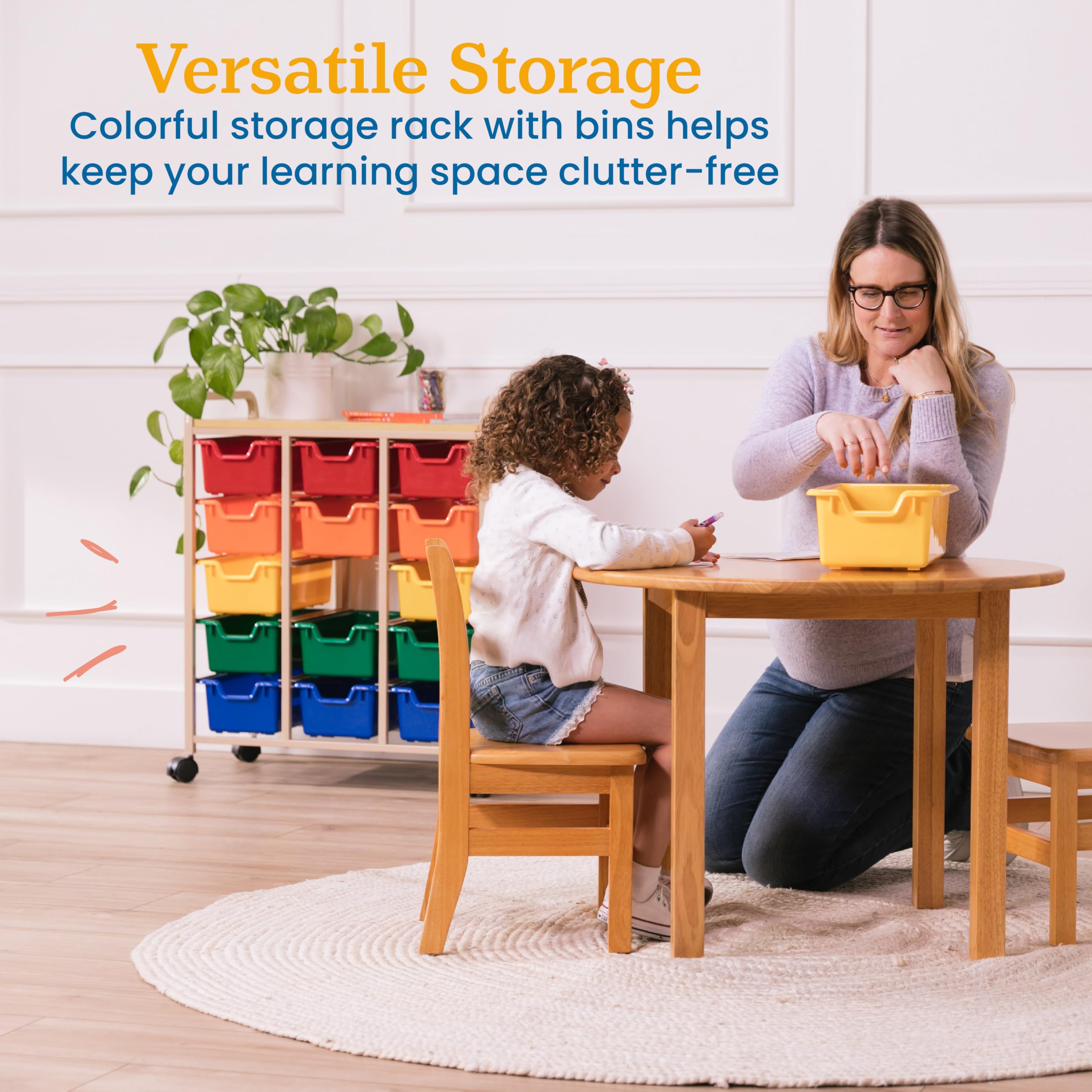 ECR4Kids Mobile Organizer Cart with 15 Storage Bins - Classroom & Home Organization for Toys, Art Supplies, Books | Rolling Storage Unit for Teachers, Kids, Craft Rooms & Playrooms