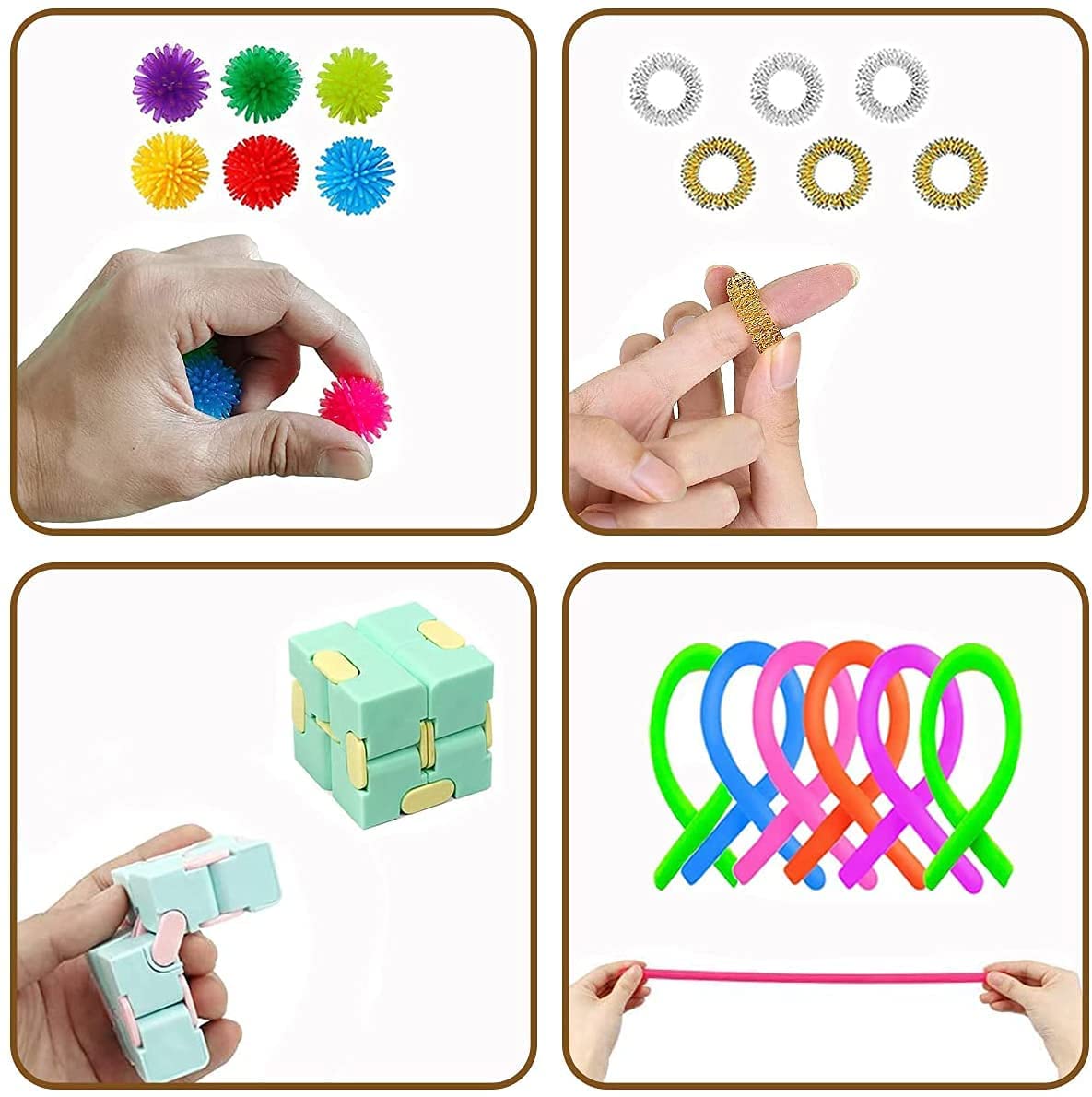 24-Piece Fidget Toys Pack Set - Stress Relief & Anti-Anxiety Sensory Toys for Kids & Adults | Pop Fidgets, Pumpkin & Apple Shapes | Perfect for ADHD, Autism, Office & Classroom Use