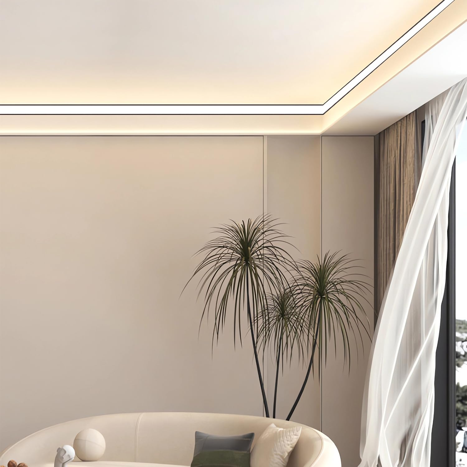 JARBIH 10 Pack Gold LED Aluminum Profile for Ceiling & Wall - 1M/3.3ft 6x6cm Top Corner Strip Lighting Channel for Living Room, Bedroom, Kitchen - Modern Linear Decoration & Ambient Lighting Solution