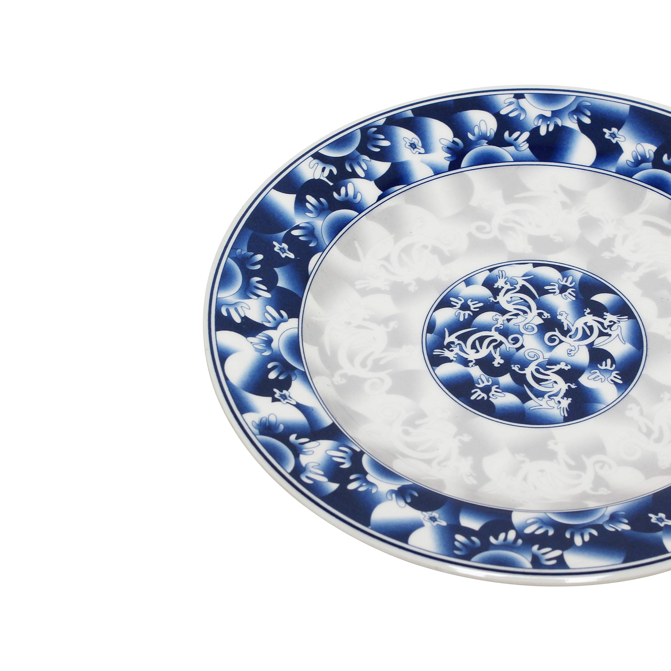 Thunder Group Blue Dragon Melamine Dinnerware Set - 9 1/8 Inch Plates (Pack of 12) - Durable & Stylish Dishware for Restaurants, Catering, and Outdoor Dining