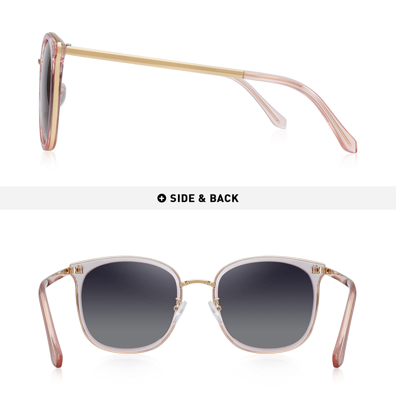 Polarized Sunglasses for Women & Men - Oversized Rectangular Metal Frame UV Protection Sunglasses - Perfect for Driving, Beach, and Outdoor Activities