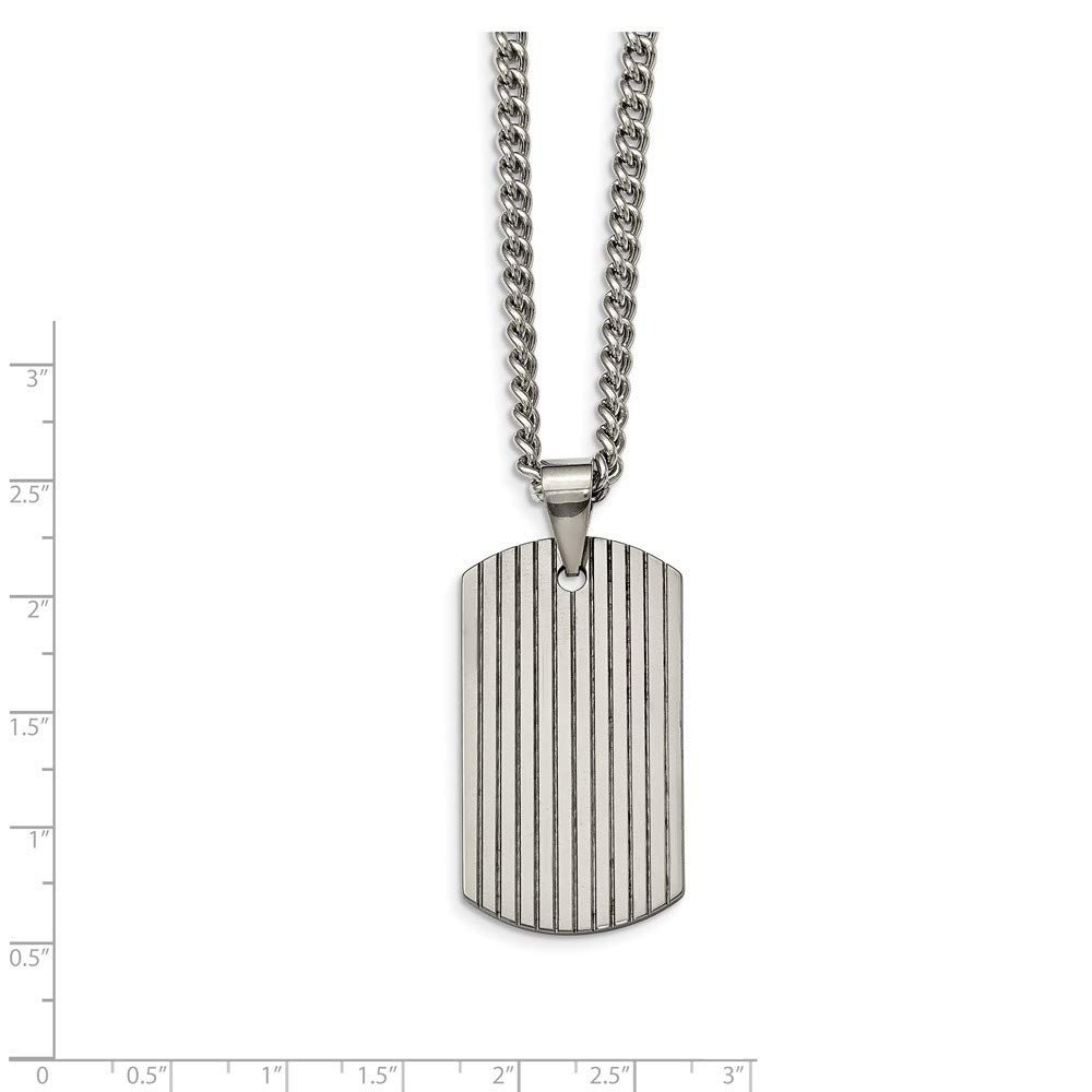 Roy Rose Jewelry Polished Tungsten Dog Tag Necklace - 22 Inch Stainless Steel Chain for Men - Perfect for Everyday Wear, Gifts & Military Style Fashion