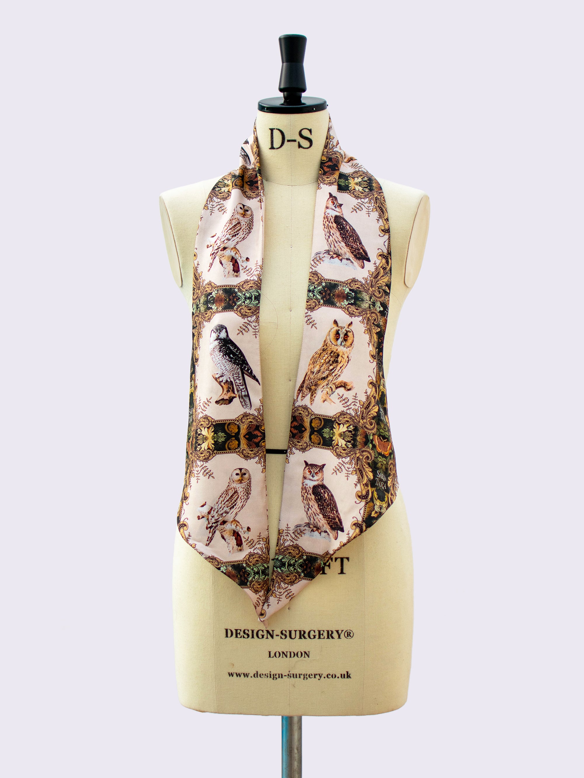 Stylish Owl Print Silk Skinny Scarf - Lightweight Fashion Accessory for Women - Perfect for Office, Party & Everyday Wear