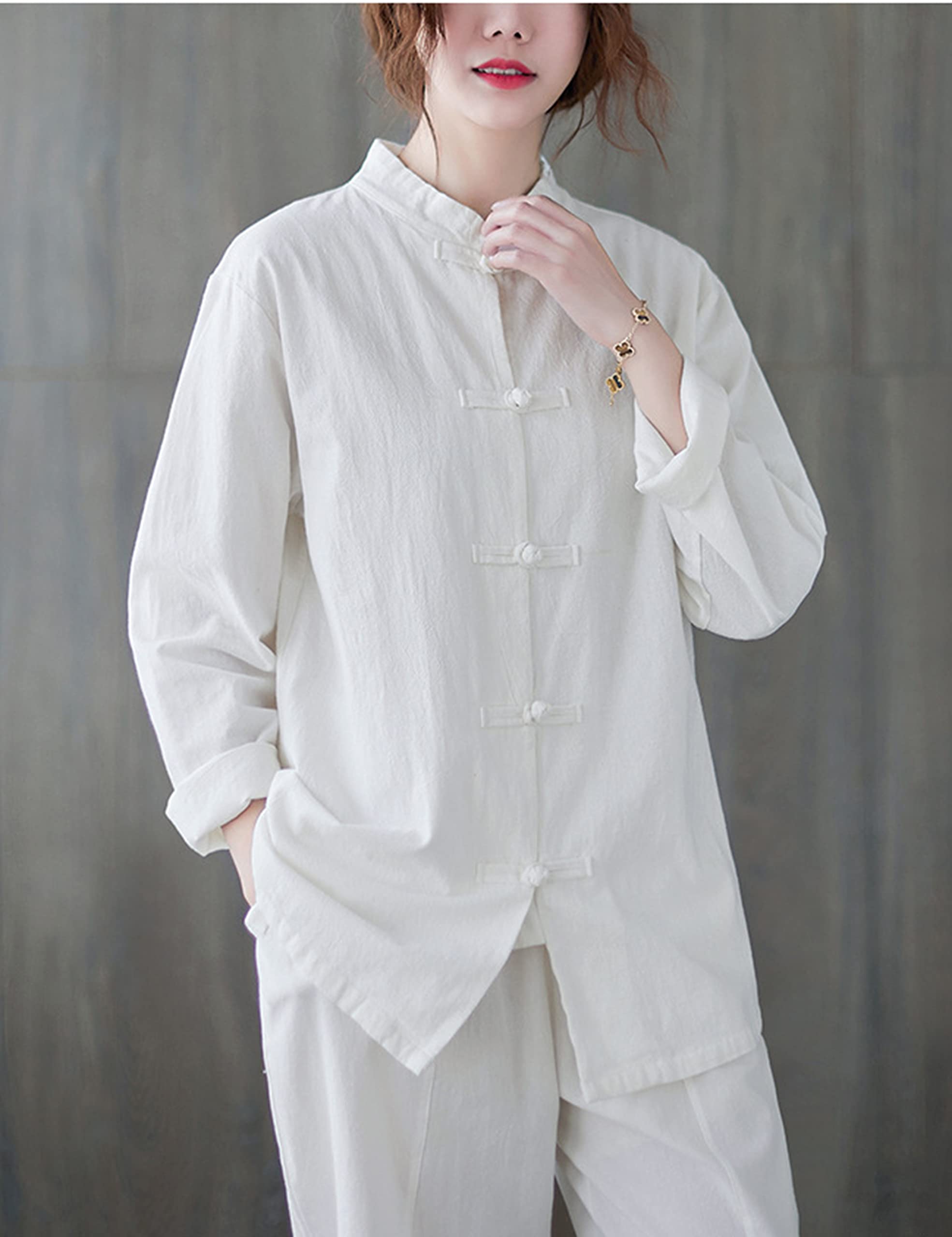 Moonetto Women's Traditional Chinese Tai Chi Uniform - Cotton Kung Fu Suit for Martial Arts & Wing Chun Training - Perfect for Tai Chi, Qigong, and Meditation Practice