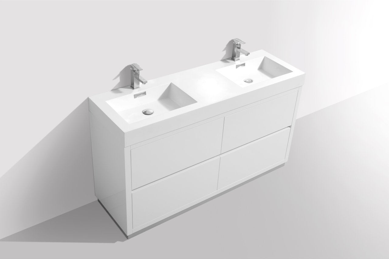 KubeBath Bliss 60 Inch Freestanding Double Sink Modern Bathroom Vanity with Soft Closing Drawers - Perfect for Master Bathroom, Guest Bathroom & Home Renovation