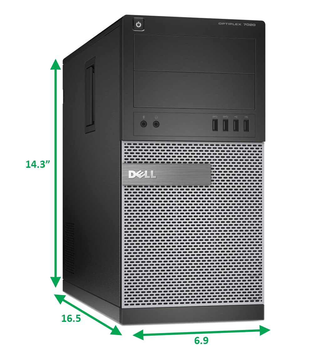 Refurbished Dell Optiplex 7010 Tower PC - Intel Core i7-3770 3.9GHz, 8GB RAM, 256GB SSD, HD Graphics 4000 (4K Support), Windows 10 Pro | Dual Monitor Setup with DisplayPort & HDMI | WiFi, Bluetooth, DVD Drive | Perfect for Home Office, Business Workstations & Gaming