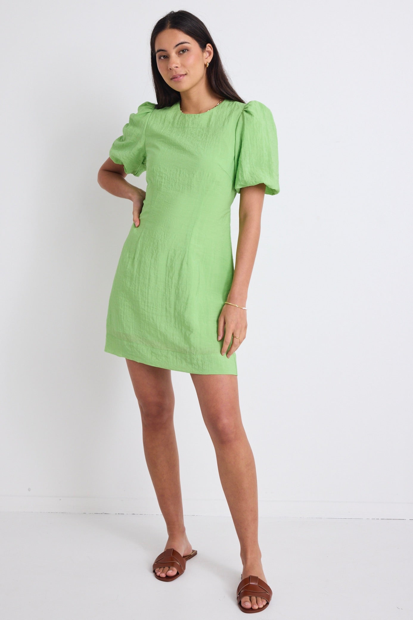 Emory Apple Puff Sleeve Tie Mini Dress - Women's Floral Summer Dress for Party, Date Night & Vacation - Perfect for Beach, Wedding & Outdoor Events