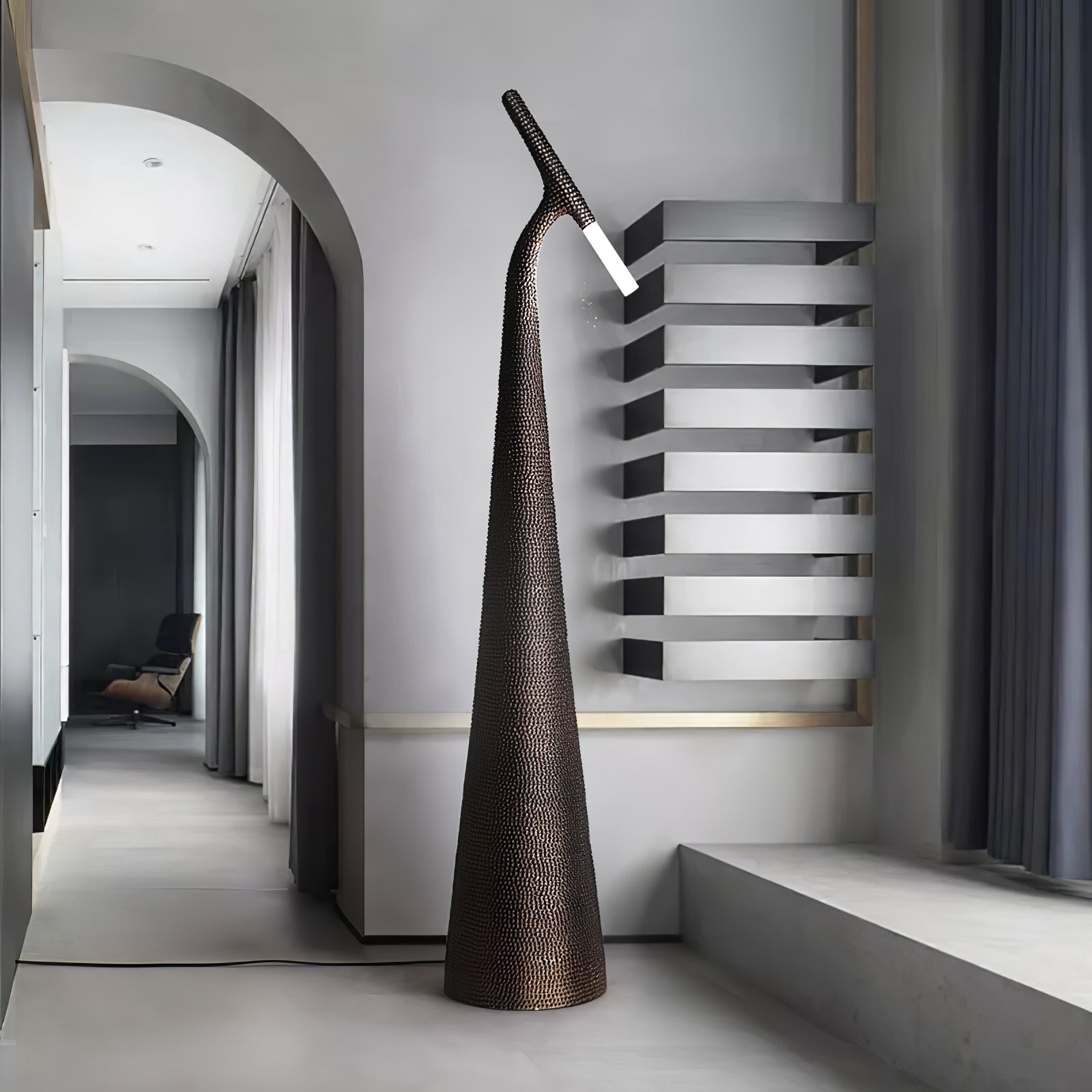 Apex Modern Textured Floor Lamp - Stylish LED Standing Light for Living Room, Bedroom & Office Decor