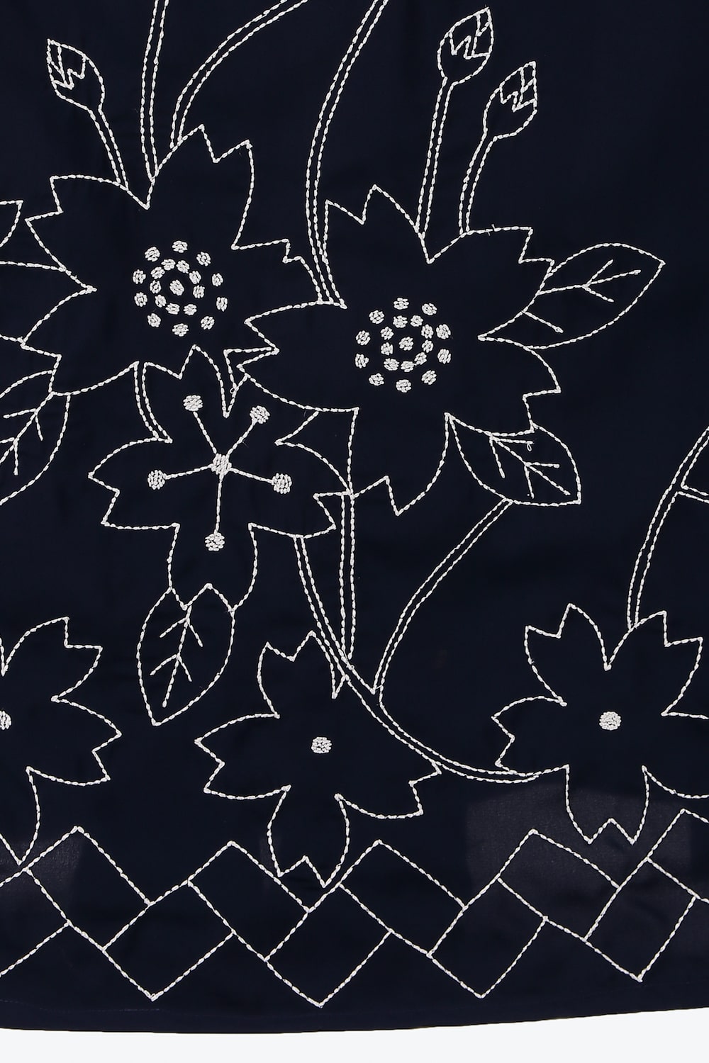 Elegant Floral Geo Embroidery Navy Blue Abaya Dress for Women - Perfect for Islamic Prayer, Special Occasions & Modest Fashion