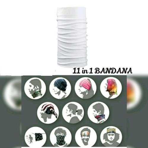 Aanchal Original White Multifunctional Head Wrap, Bandana, Face Mask & Headband - Soft Cotton Stretchable Hair Accessory for Women - Perfect for Yoga, Running, Workouts & Outdoor Activities