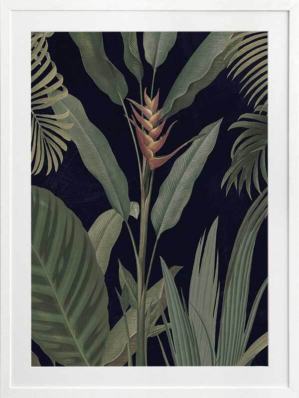 Dark Flora II Framed Wall Art Print - Botanical Home Decor for Living Room, Bedroom & Office