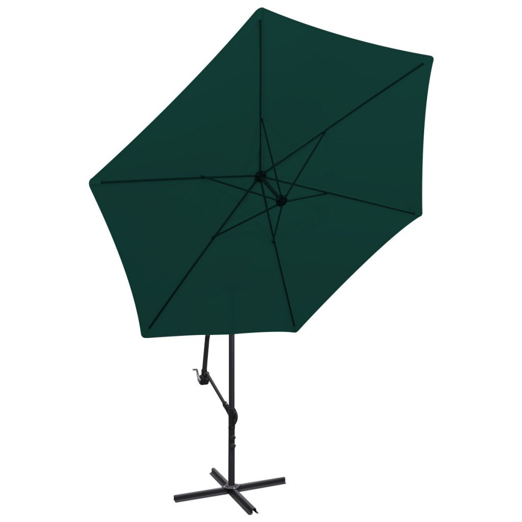 10FT Aluminum Outdoor Patio Umbrella with Crank - UV Resistant Garden Parasol for Table, Market & Hanging Use - Includes Portable Base Stand (Green) - Perfect for Backyard, Poolside & Commercial Spaces
