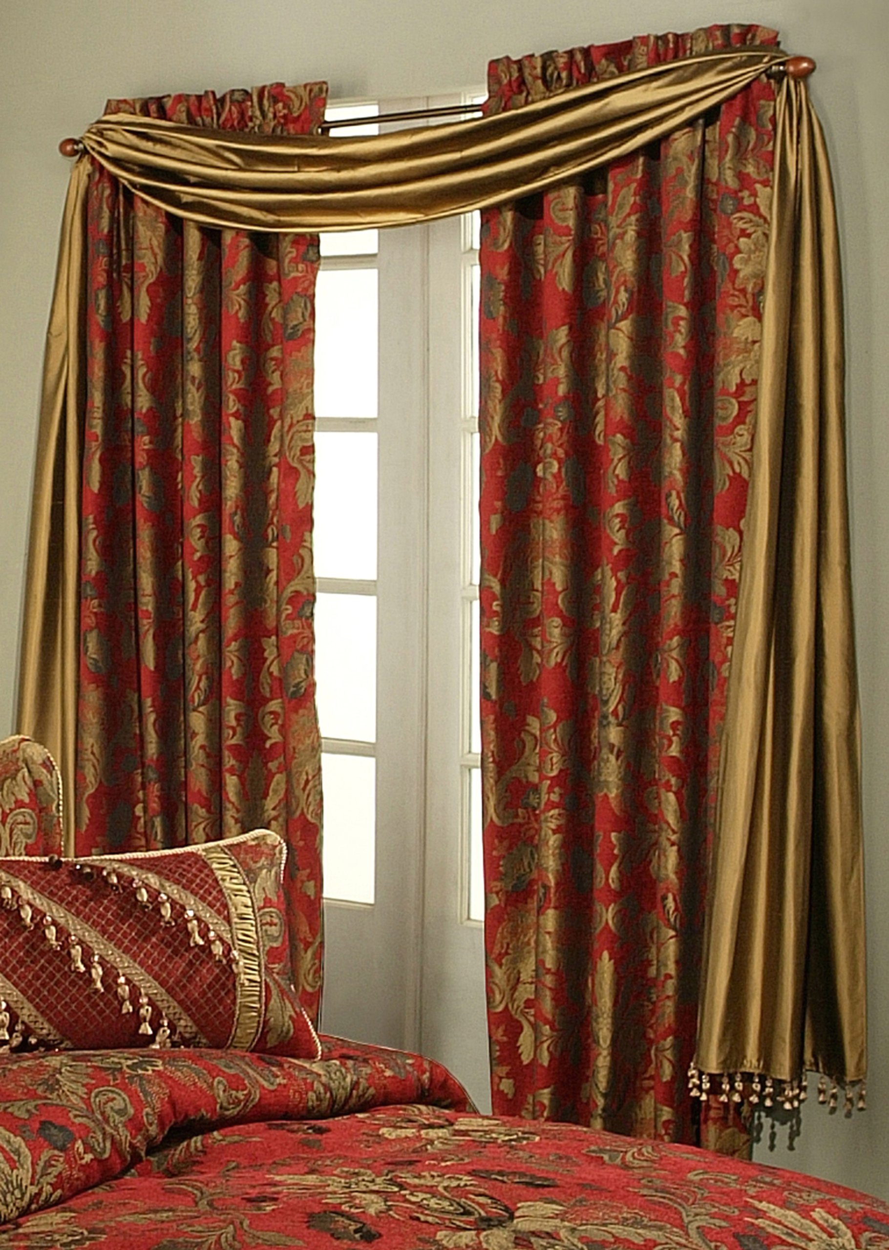 Verona Valance Scarf - Elegant Red Window Scarf for Living Room & Bedroom Decor | Sheer Curtain Panel for Home Styling