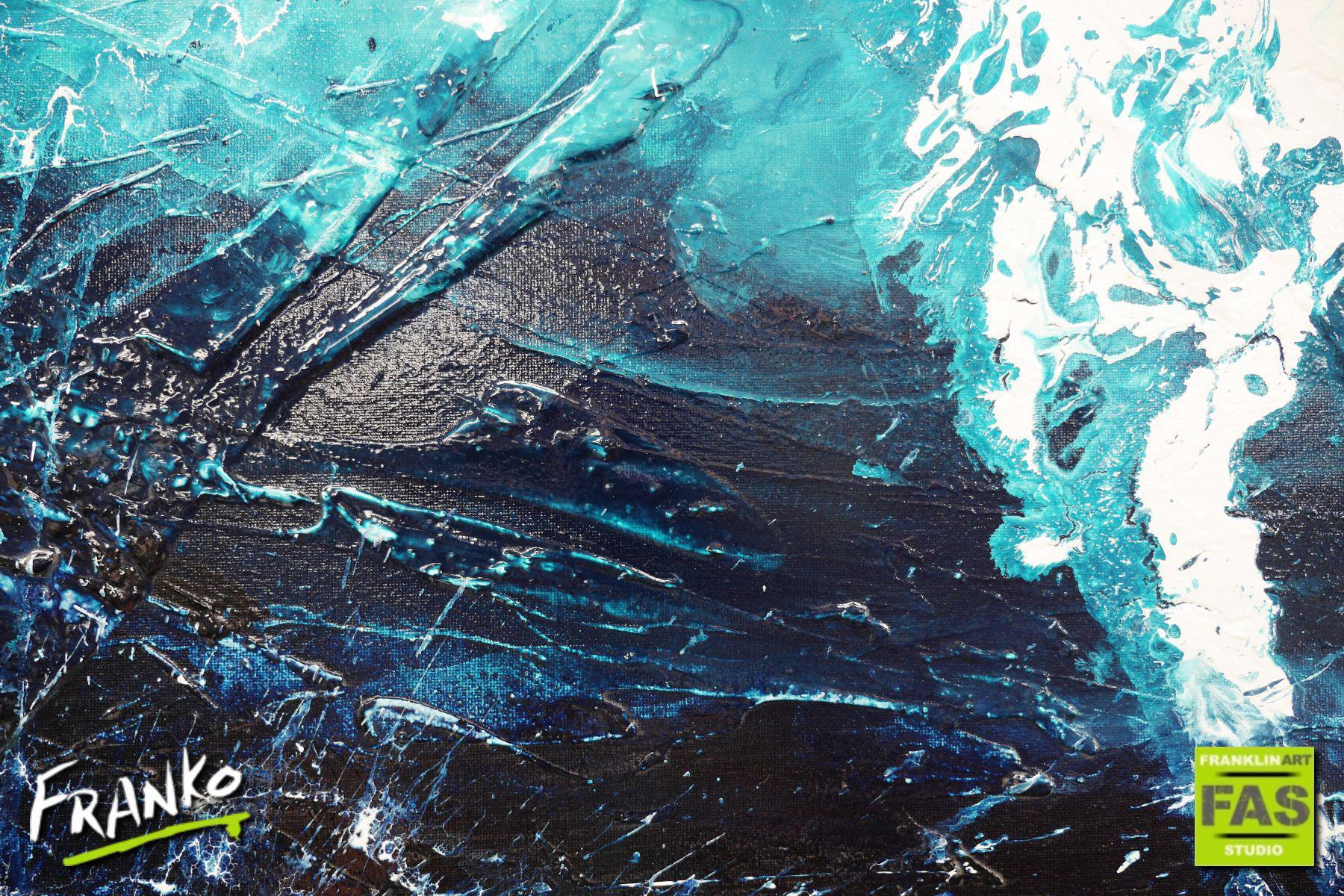 Oceans Jazz 190cm x 100cm Large Blue Abstract Canvas Wall Art - Modern Home Decor for Living Room, Bedroom & Office