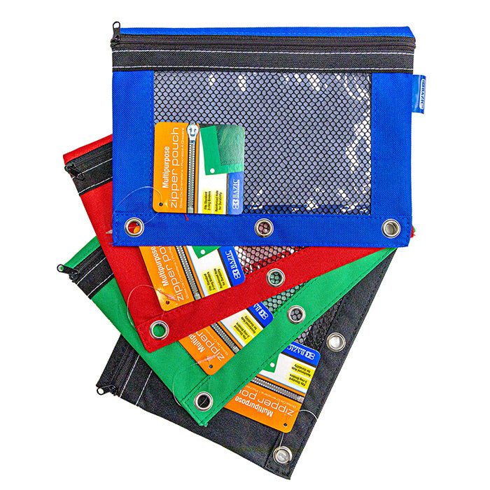 BAZIC 3-Ring Binder Pencil Pouch with Clear Mesh Window - School & Office Organization for Students & Professionals