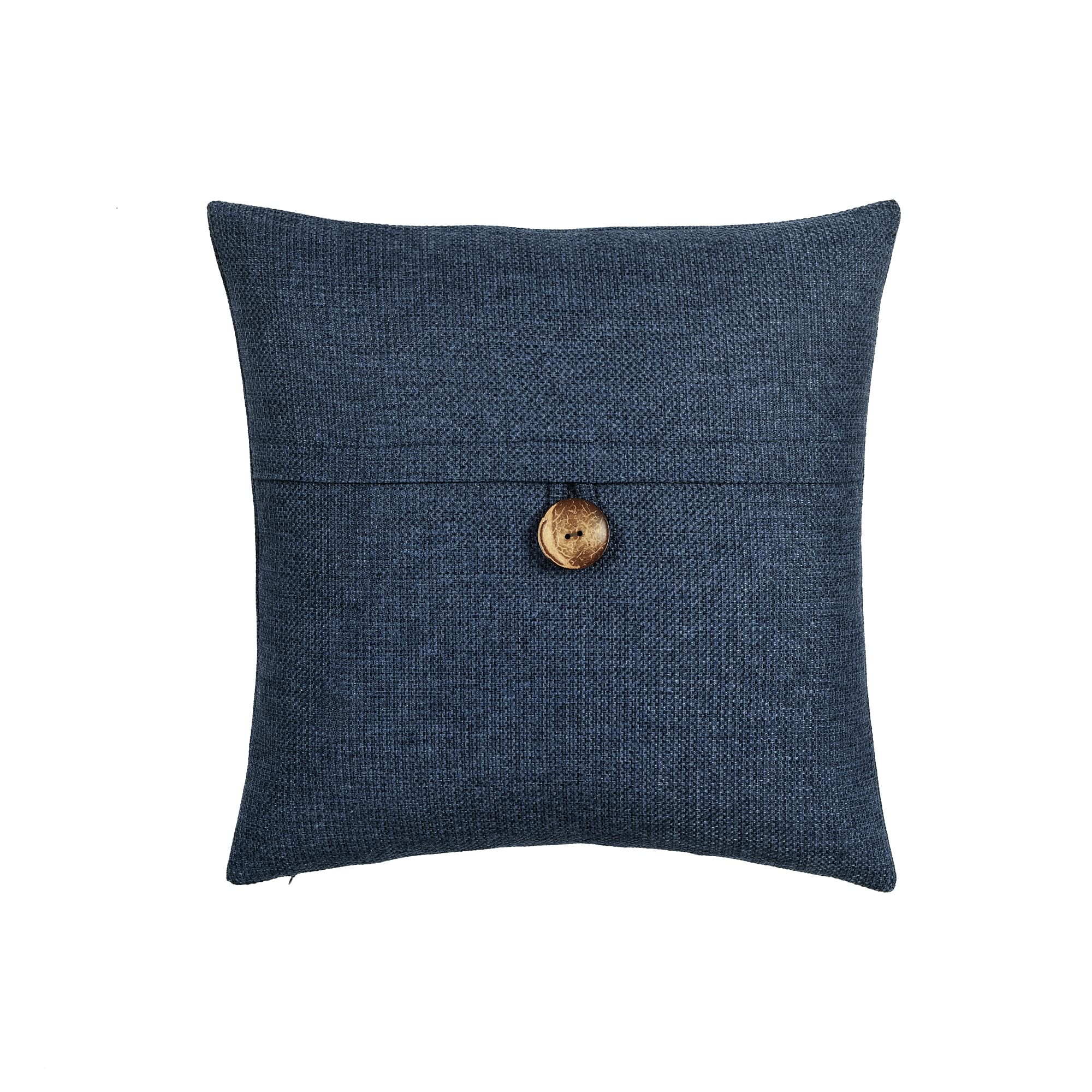 Lush Decor Clayton Woven Button Decorative Throw Pillow Cover 20x20 Inches - Navy Blue Square Cushion Case for Sofa, Bed & Chair - Home Decor Accent for Living Room, Bedroom & Nursery