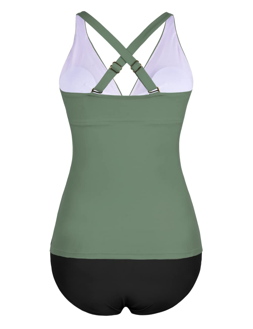 Hilor Women's Tummy Control Tankini Swimsuits - Front Twist V Neck Two Piece Bathing Suit with Shirred Design | Perfect for Beach Vacations, Pool Parties & Summer Getaways