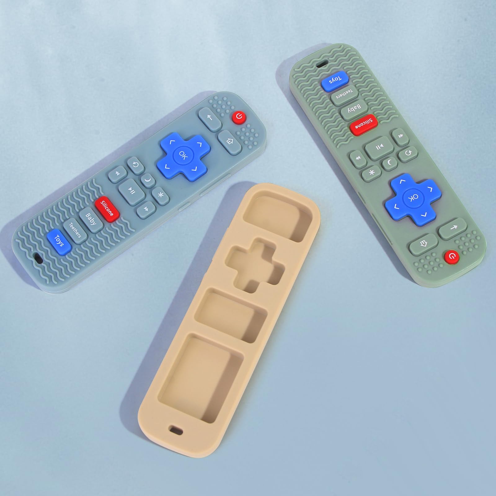 3 Pack Baby Teething Toys - BPA Free Silicone TV Remote Control Teethers for Infants & Toddlers 0-24 Months | Soothing Chew Toys for Teething Relief | Safe for Freezer & Dishwasher | Perfect for Home, Travel & Daycare Use