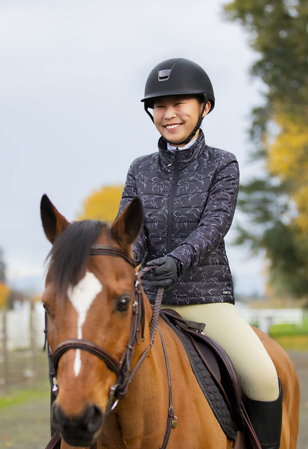 Kerrits Kids Power Stretch Fleece Knee Patch Winter Horse Riding Tights - Warm Polartec Equestrian Leggings with Pocket for Girls & Boys | Perfect for Cold Weather Riding Lessons, Horse Shows & Stable Activities