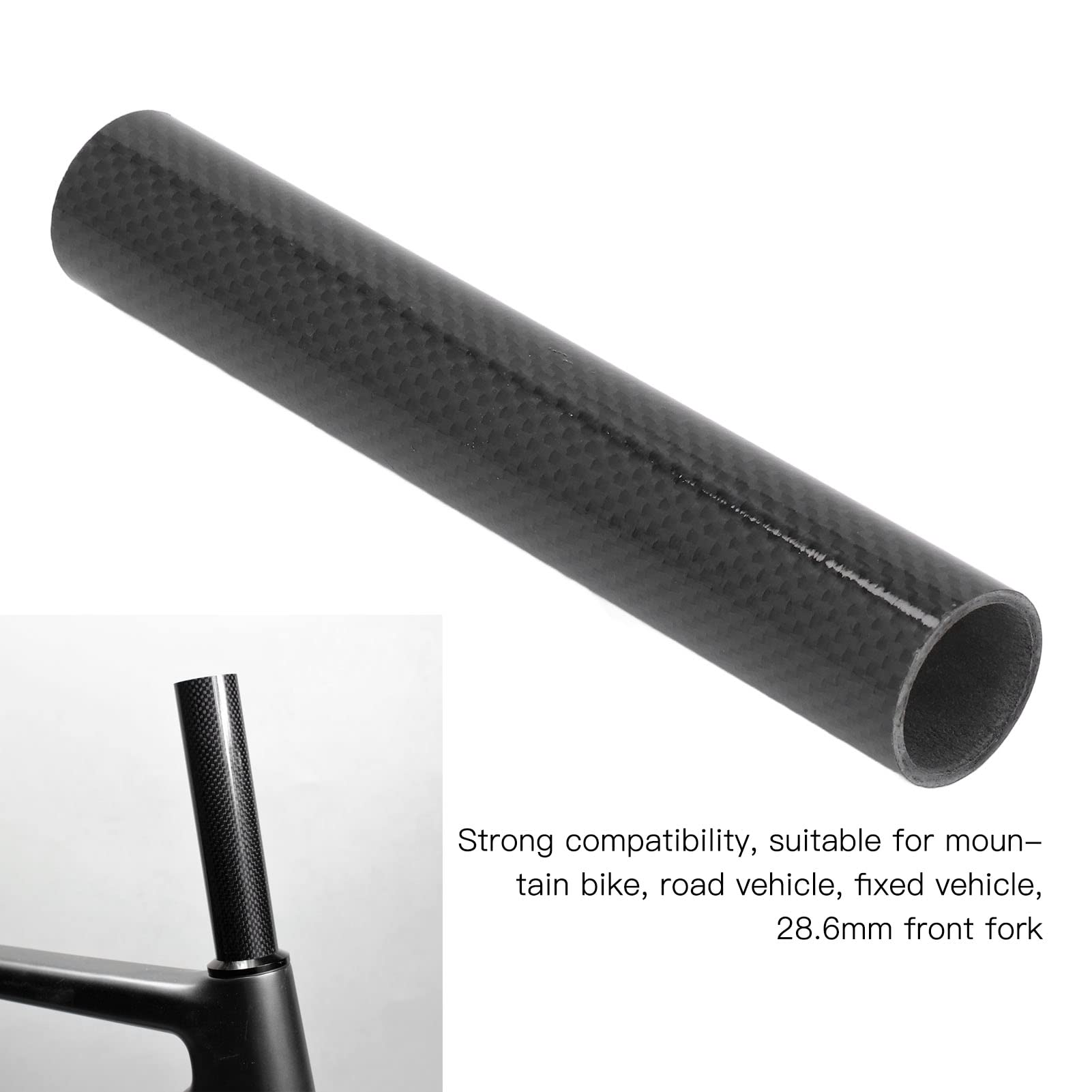 VBESTLIFE 28.6mm x 20cm Carbon Fiber Headset Spacer for Mountain Bike Front Fork Stem - Lightweight Bicycle Stem Spacer for MTB, Road Bike, Cycling Accessories - Perfect for Bike Upgrades and Maintenance