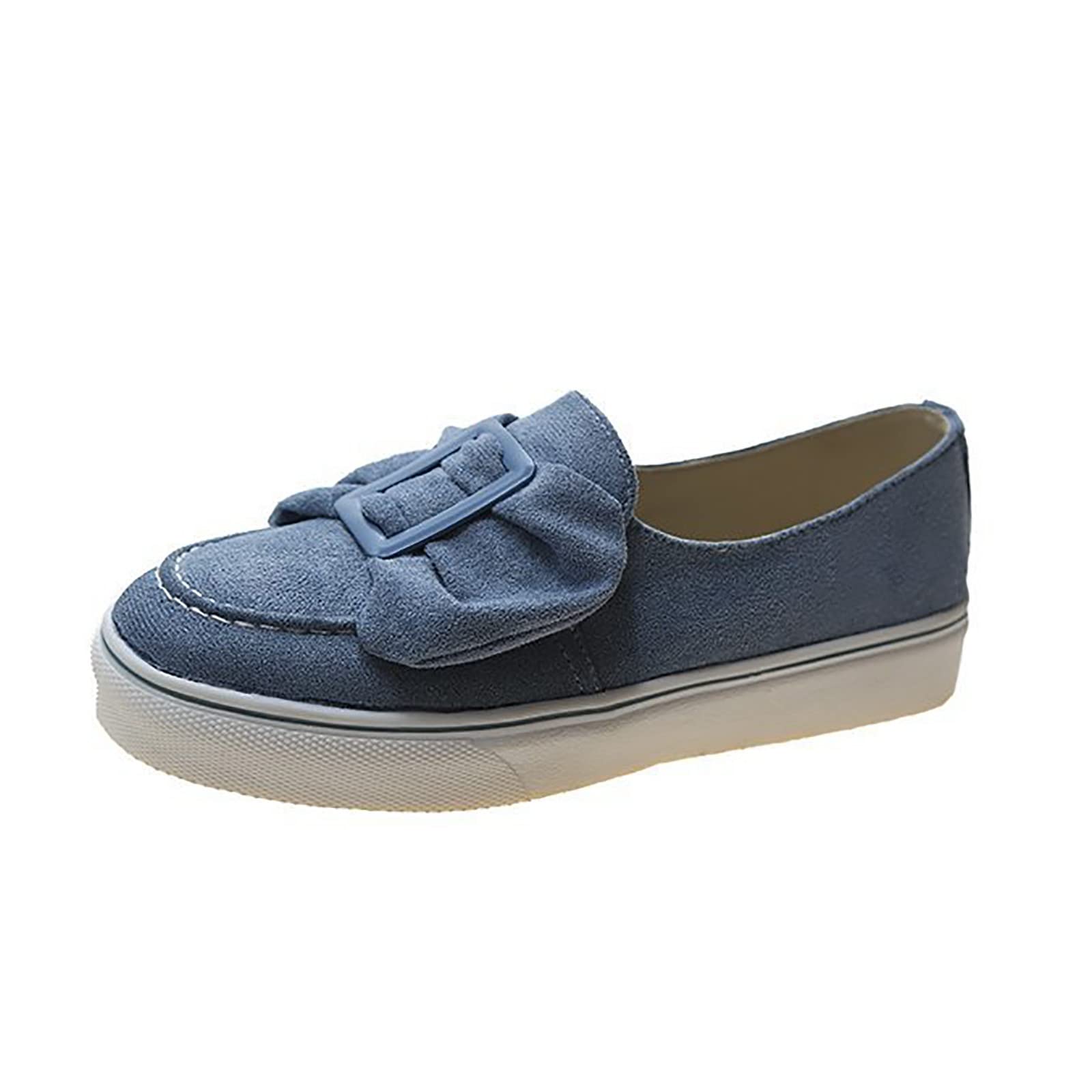 Women's Black Chunky Bowknot Slip-On Loafers - Soft Comfortable Casual Sneakers for Walking, Work & Everyday Fashion