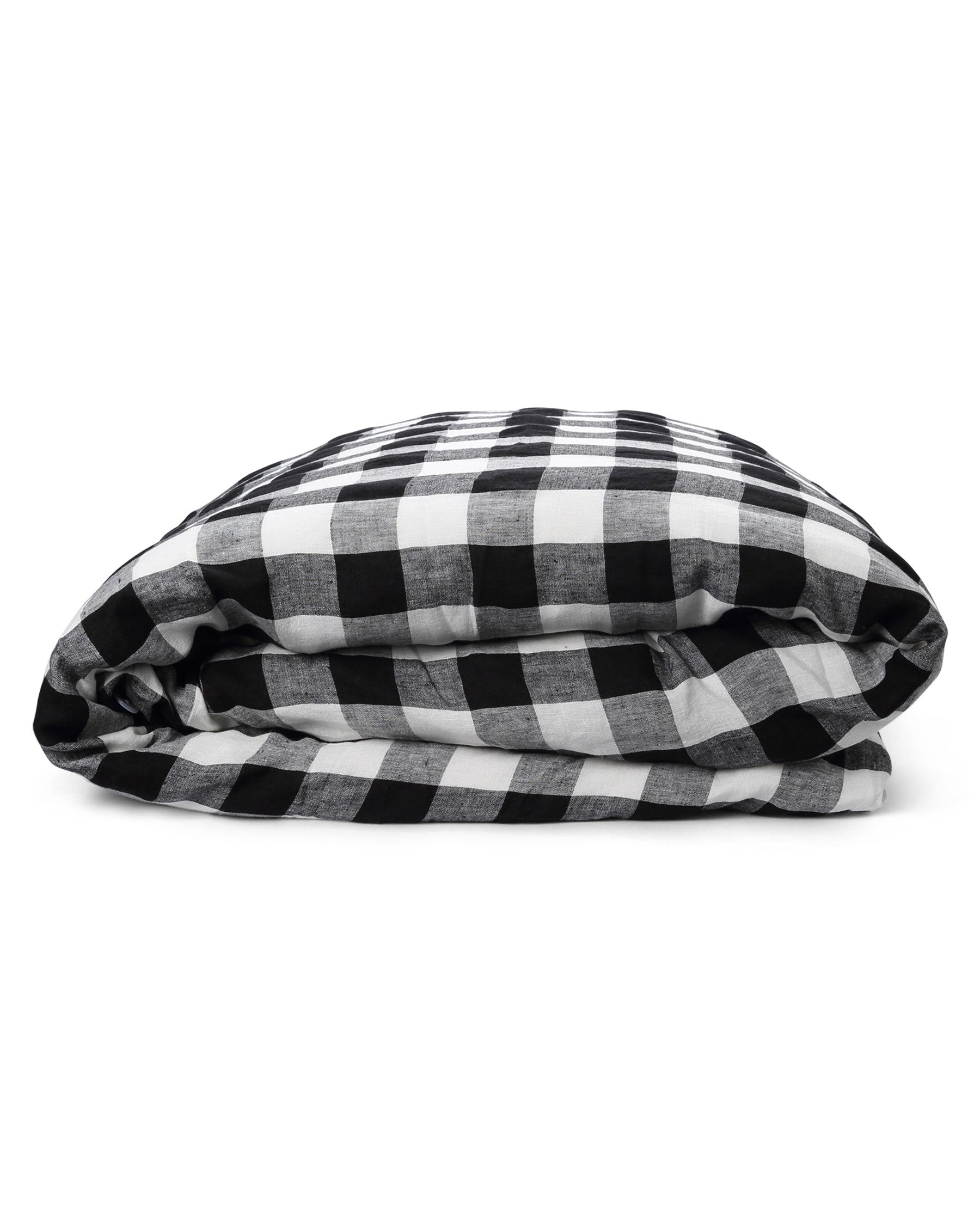 Black and White Gingham Linen Duvet Cover Set - Queen Size Bedding with Pillowcases - Breathable & Soft Cotton Blend for All Seasons - Perfect for Modern Farmhouse, Boho Chic or Scandinavian Bedroom Decor