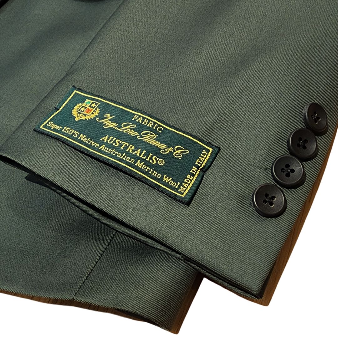 Loro Piana Emerald Green Two-Button Men's Suit - Premium Business Attire for Formal Events & Office Wear