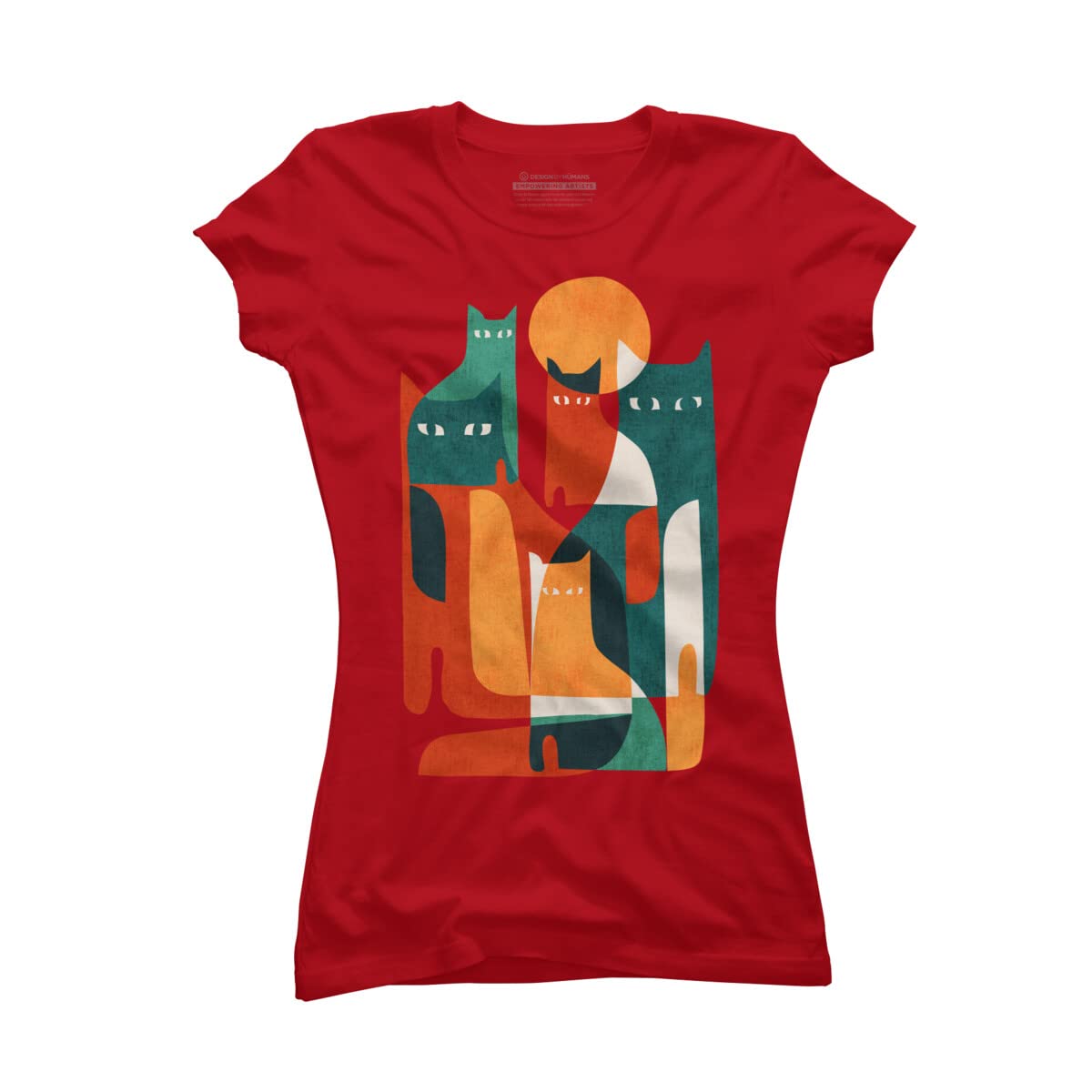 Design By Humans Junior's Cat Cat Cat Graphic T-Shirt - Cute Cat Print Tee for Women & Girls - Perfect for Casual Wear, Gifts & Cat Lovers