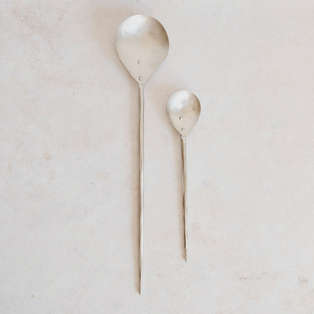 Hand Forged Pewter Spoon Set - 6 Piece Elegant Dining Utensils for Fine Dining, Wedding Gifts & Home Decor
