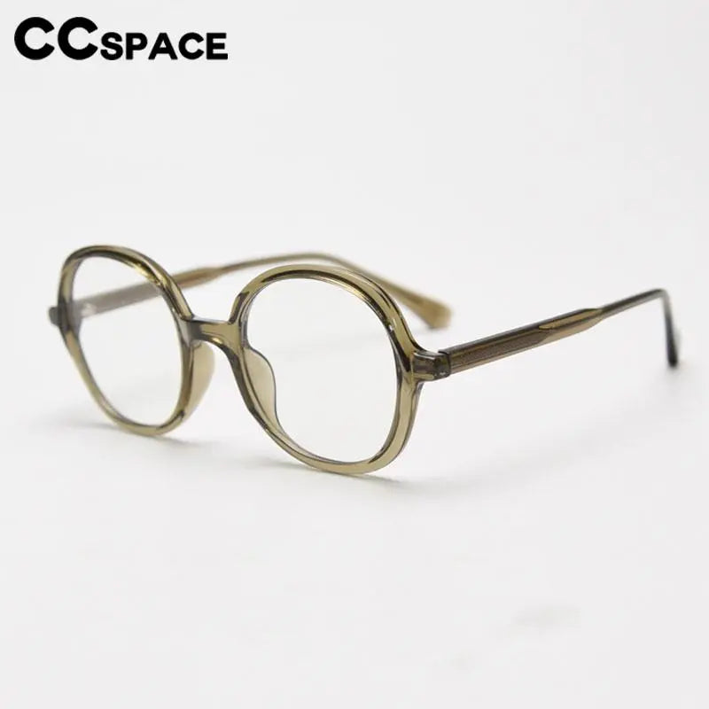 CCspace Unisex Full Rim Large Round TR90 Titanium Eyeglasses Frame 56945 - Lightweight & Durable Glasses for Work, Reading & Fashion