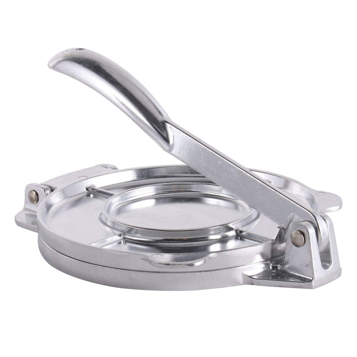 YARDWE 8-Inch Aluminum Tortilla Press Maker - Heavy Duty Flour Tortilla Press & Roti Press with Foldable Handle - Perfect for Making Homemade Tortillas, Rotis, Egg Cakes & Flatbreads (Silver) - Ideal for Mexican Cuisine, Indian Cooking & Breakfast Prep