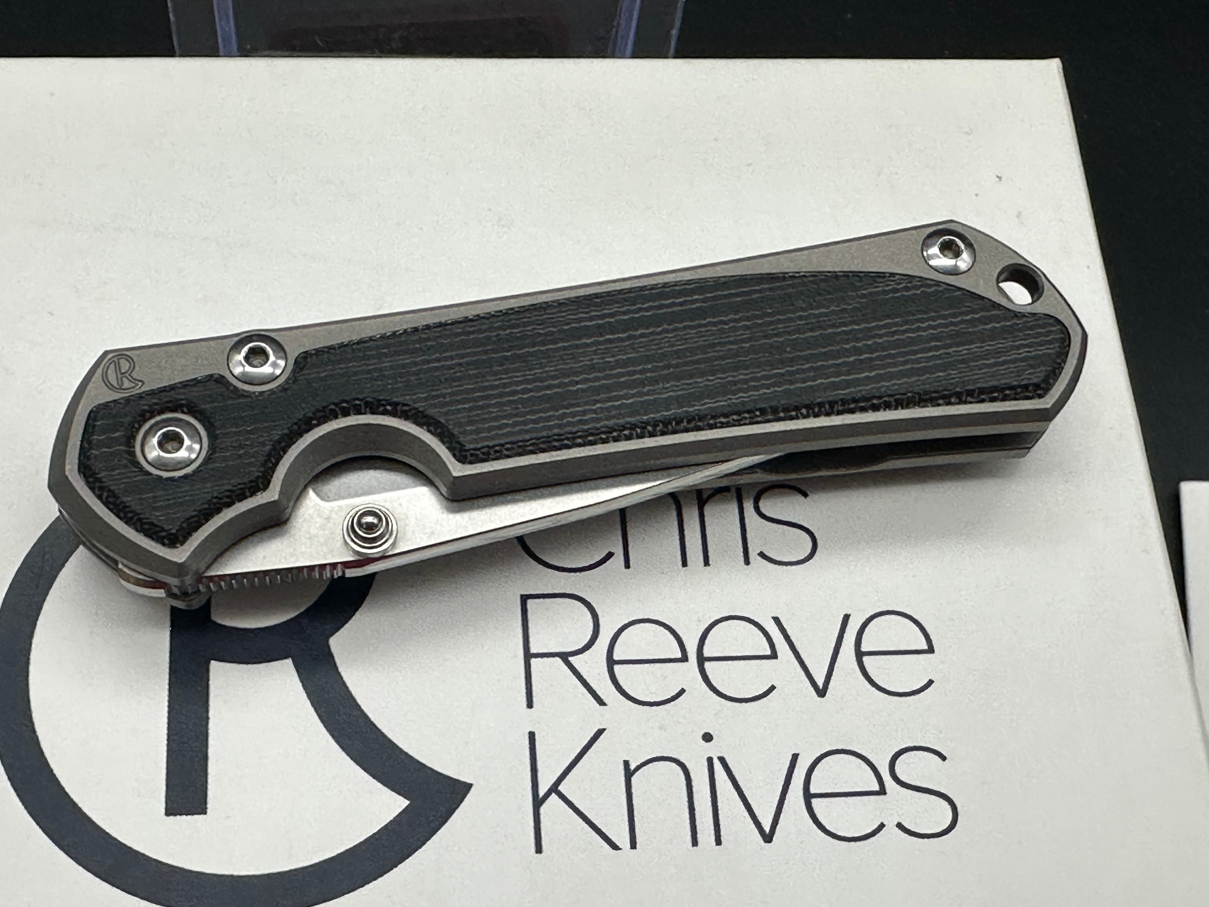 Chris Reeve Knives CRK Small Sebenza 31 Folding Pocket Knife - Black Canvas Micarta Handle, Drop Point Blade - EDC, Outdoor, Camping, Survival Gear