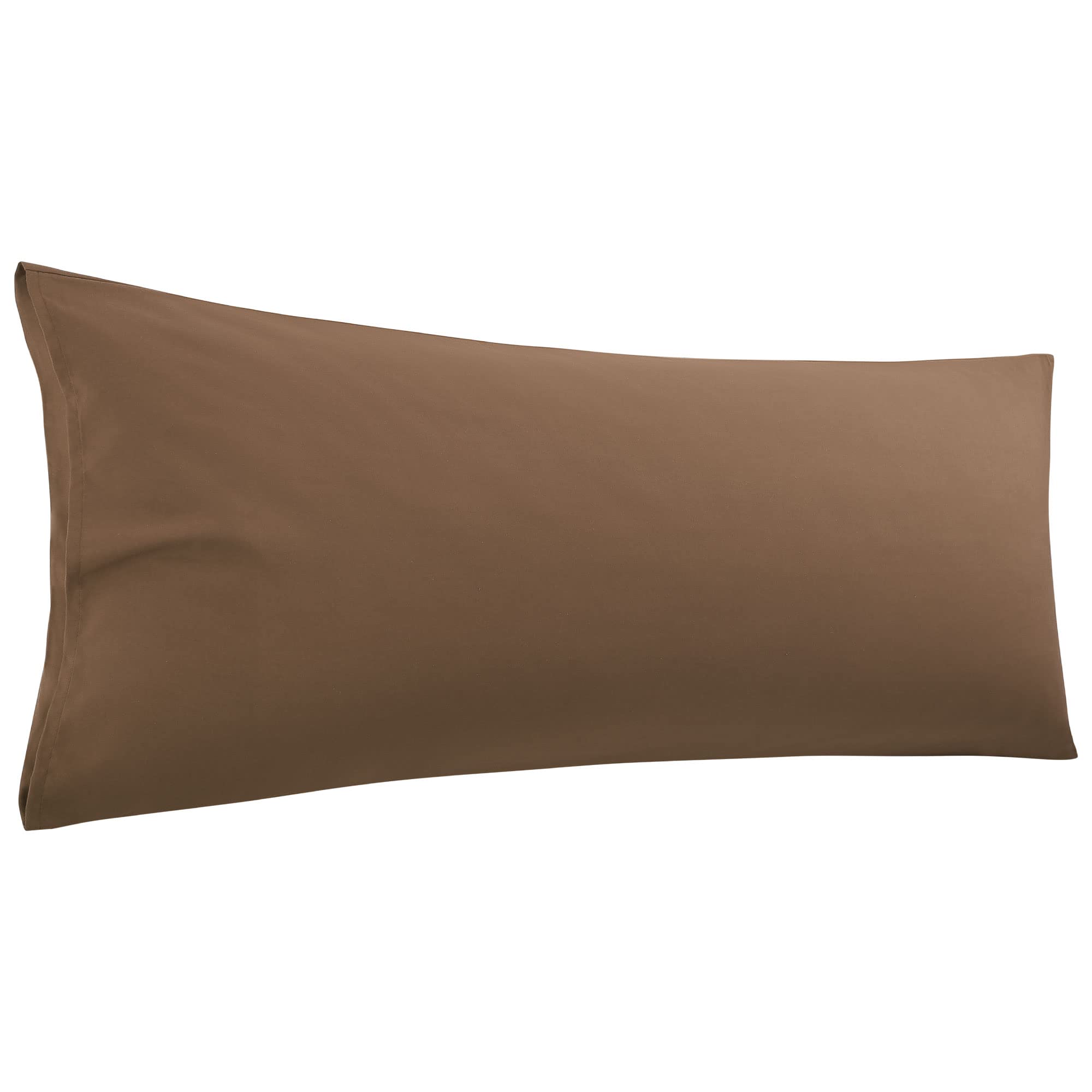 Soft Microfiber Body Pillow Case 20x48 Inches - Brown Replacement Cover for Full Body Pillows - Breathable 90 GSM Polyester Weave - Perfect for Pregnancy Support, Back Pain Relief & Comfortable Sleeping