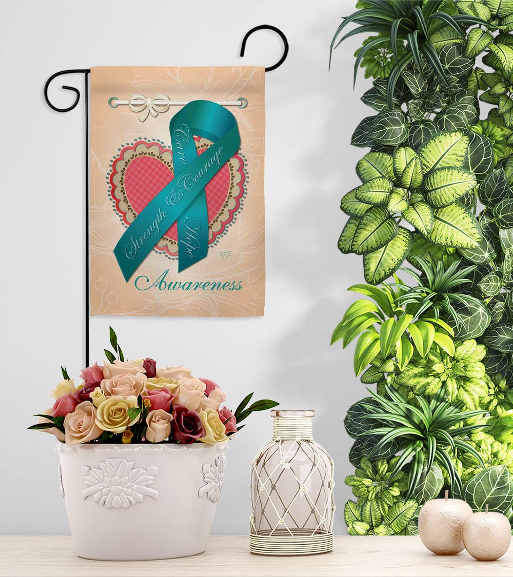 Ovarian Awareness Vertical Flags Set - 28x40in & 13x18.5in - Home & Garden Decor