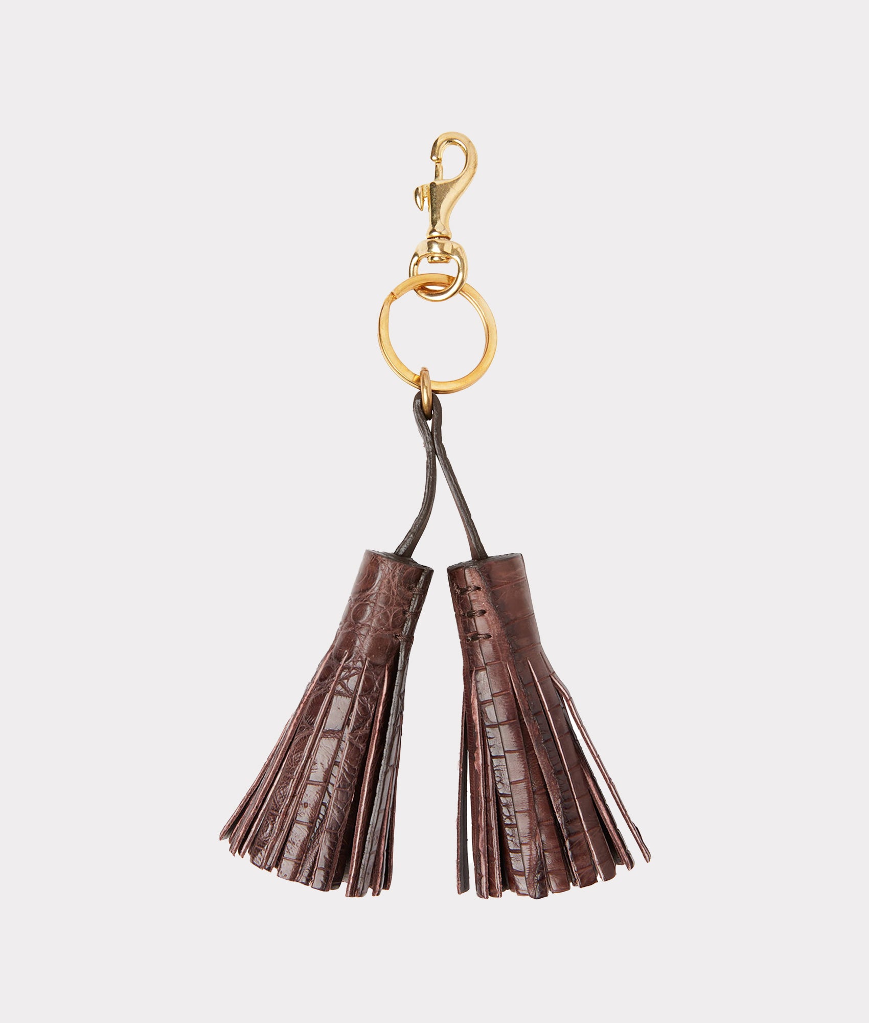 Premium Caiman Leather Tassel Keychain - Chocolate Brown | Stylish & Durable Accessory for Keys, Bags & Travel Essentials