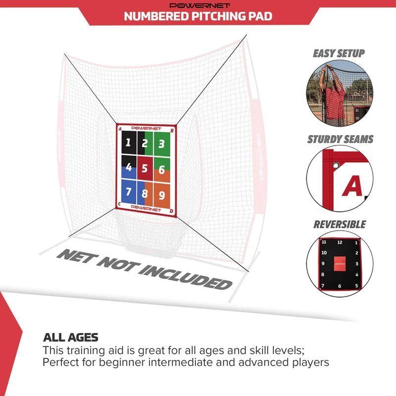 PowerNet Numbered Pitching Pad - Baseball & Softball Training Aid for Pitchers - Perfect for Practice, Drills & Fielding Exercises (Indoor/Outdoor Use)