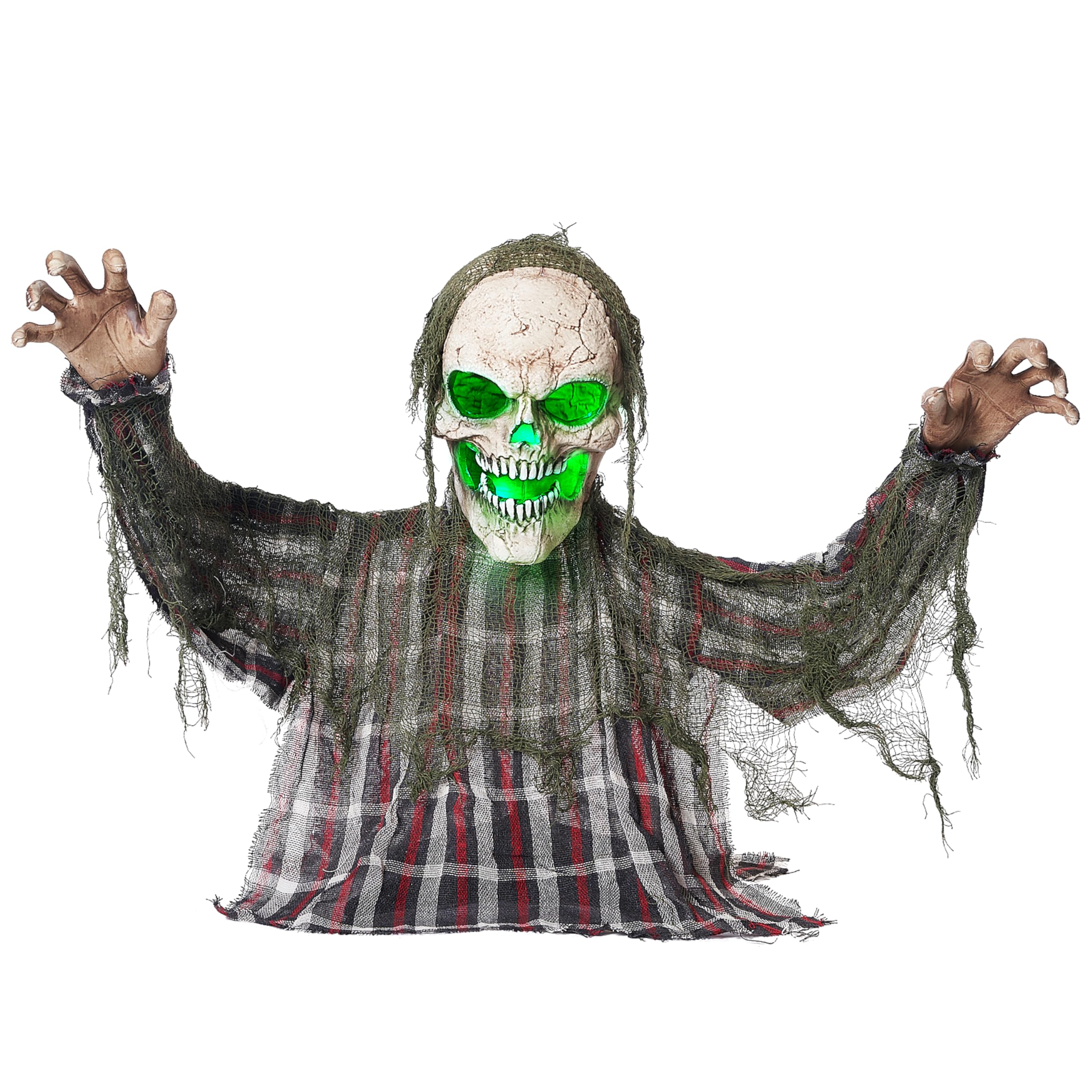 JOYIN 25'' Animated Zombie Groundbreaker Halloween Decor - Moving Arms & Green Light, Outdoor Graveyard & Haunted House Yard Decoration for Spooky Halloween Party, Trick-or-Treat, and Lawn Display