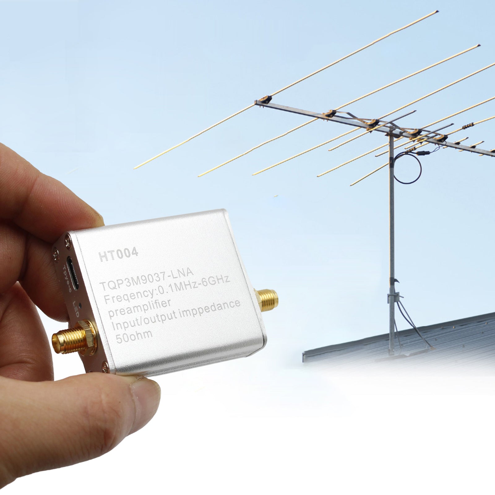 100K-6GHz HT004 Full Band Low Noise Amplifier 20dB High Gain RF Power Preamplifier for Ham Radio, Satellite Communication & Signal Boosting