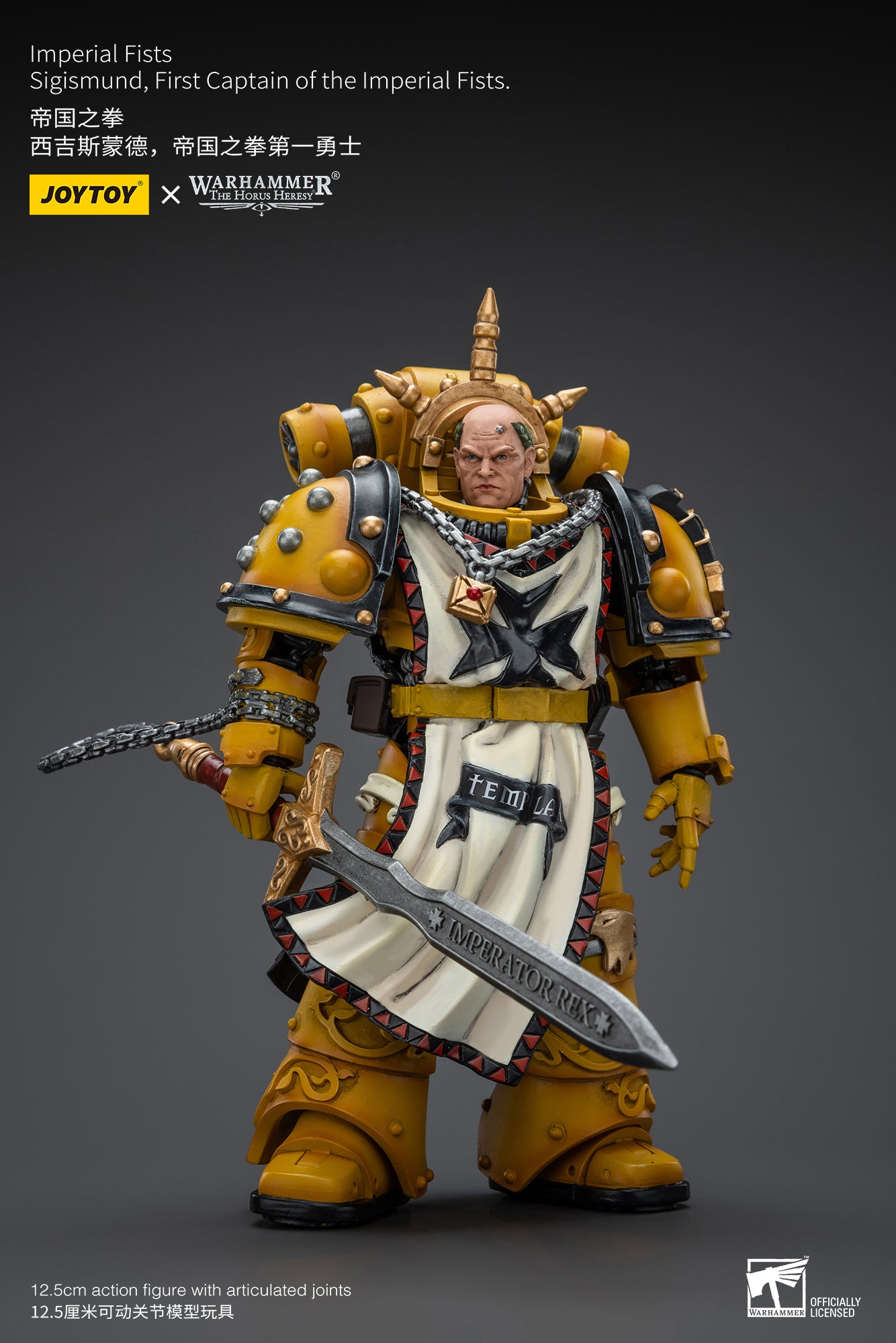 JOYTOY 1/18 Warhammer The Horus Heresy Imperial Fists Sigismund Action Figure - First Captain Reissue Collectible Model for Display & Gaming Scenes