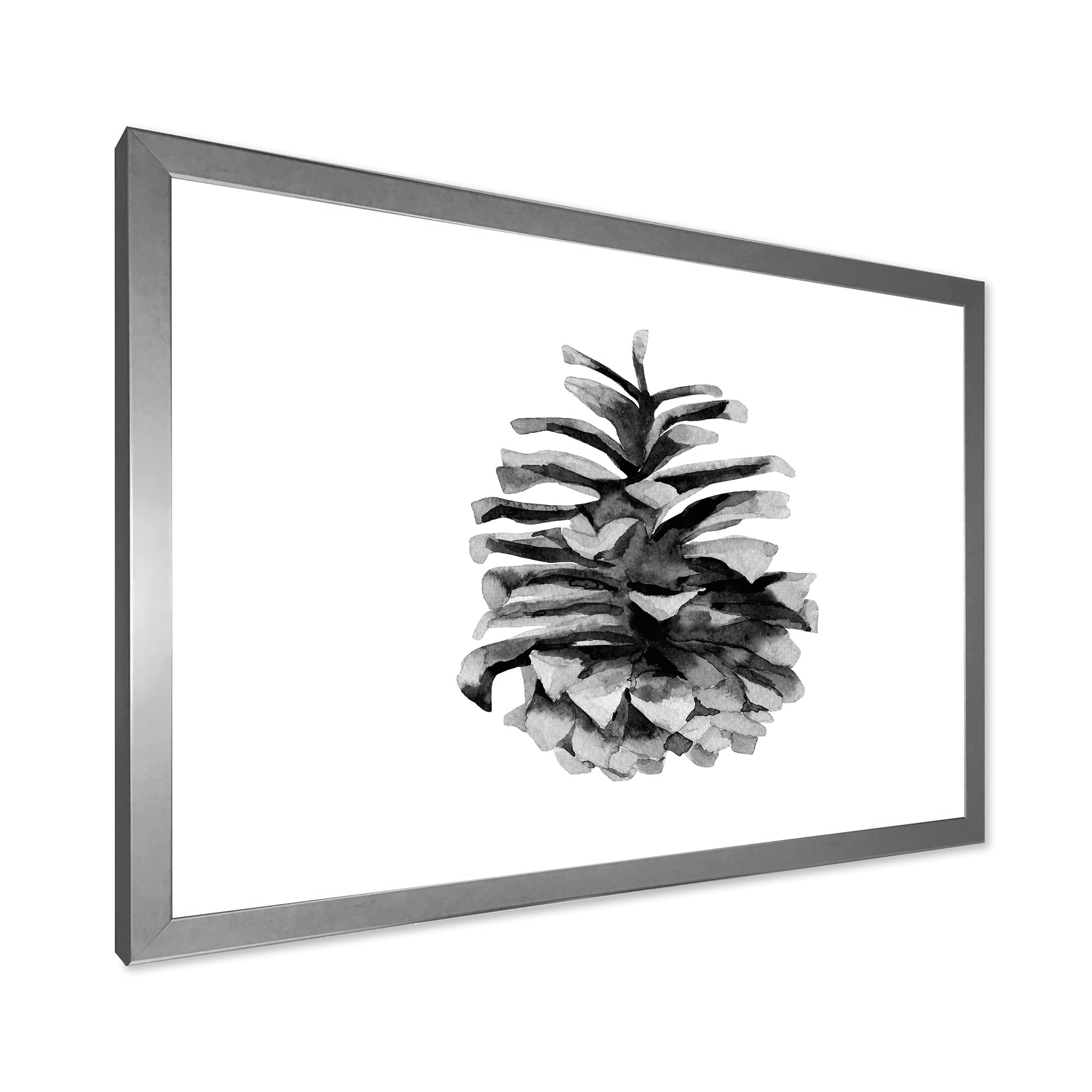 DesignQ Conifer Cone Monochrome Traditional Framed Wall Art - Elegant Home Decor for Living Room, Bedroom & Office